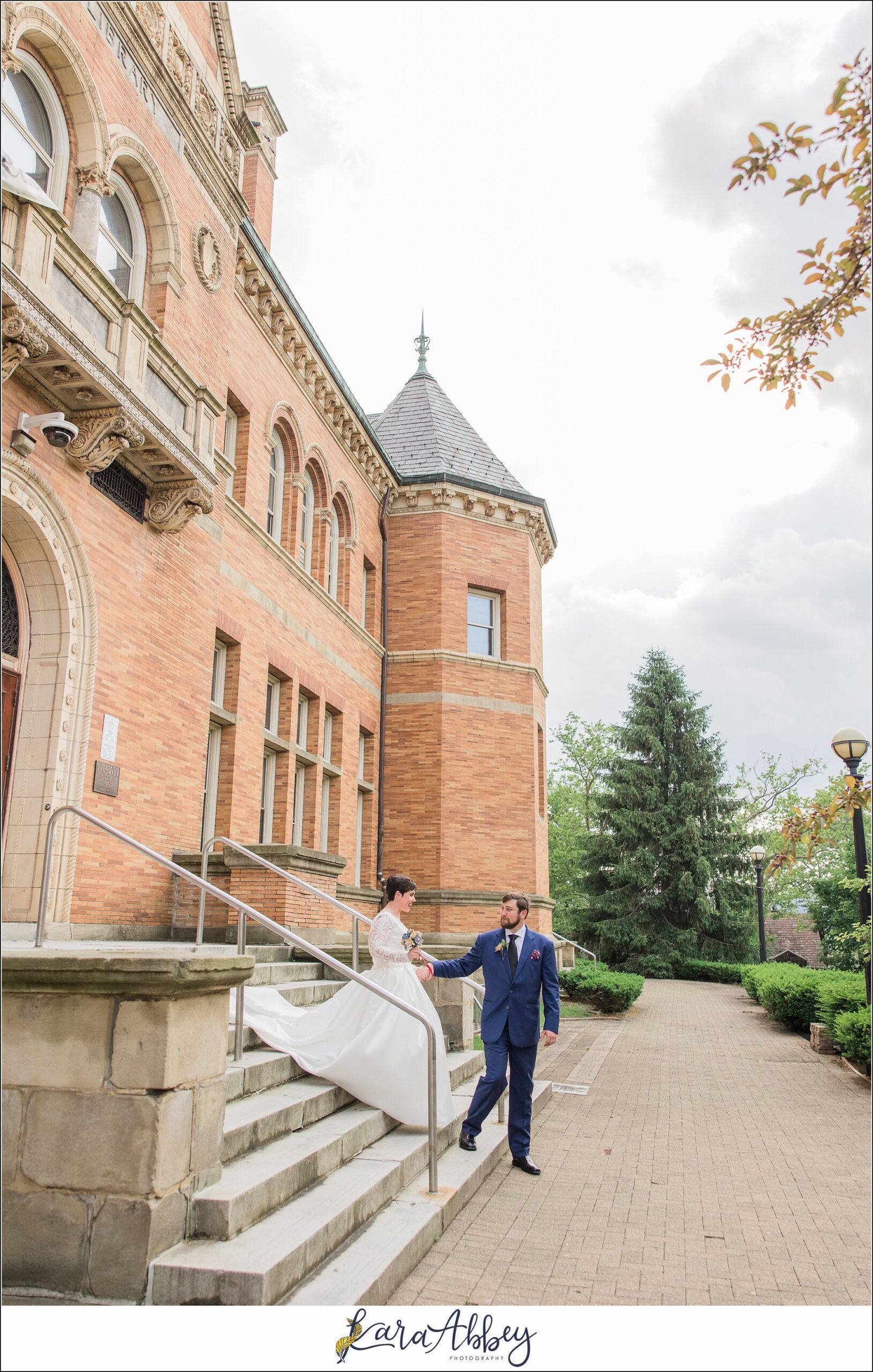 Summer Wedding at This Is Red in Munhall PA Pittsburgh PA - Portraits at Carnegie Library of Homestead