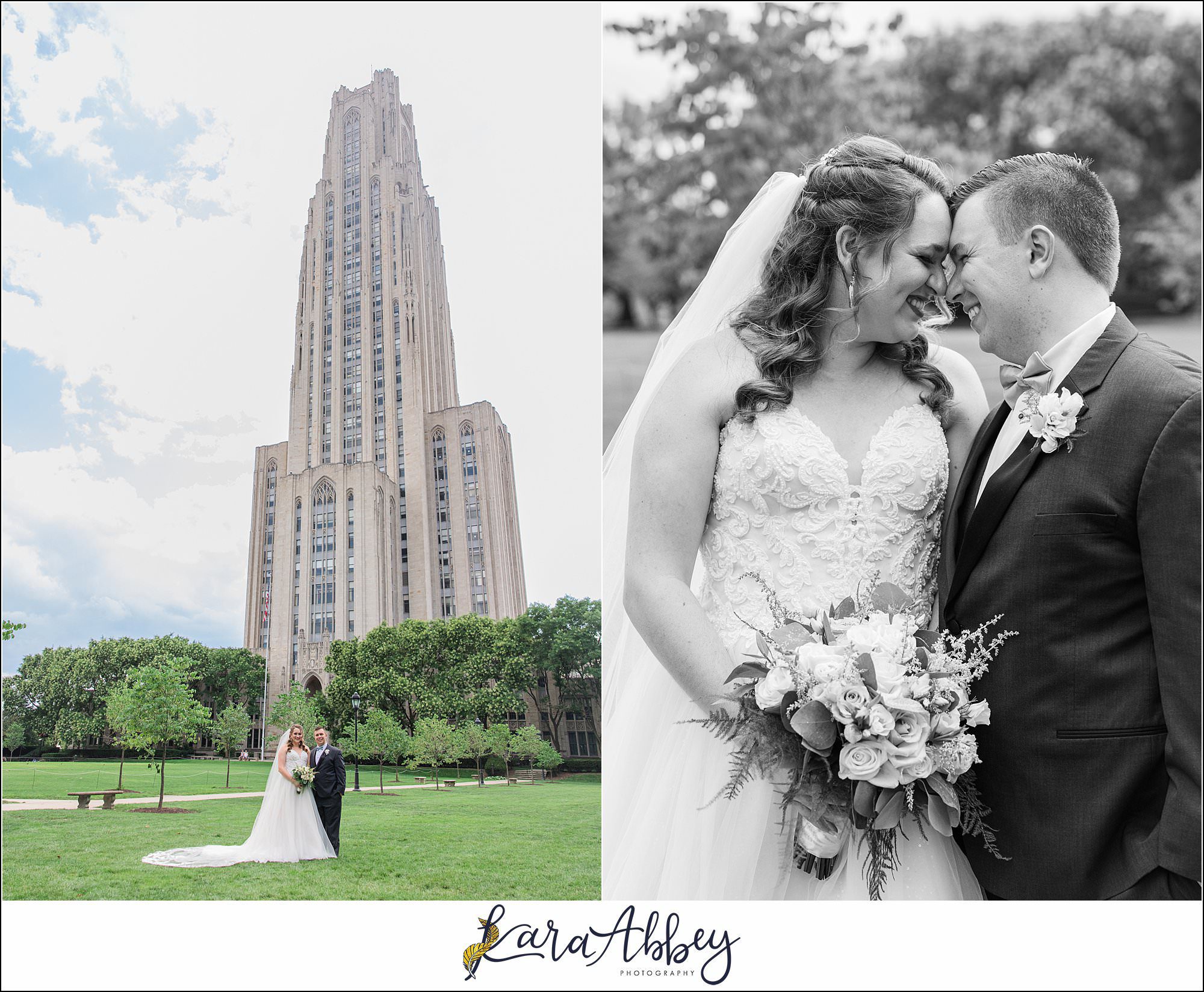 Summer Wedding at St. Paul Cathedral in Pittsburgh, PA Portraits at The Cathedral of Learning