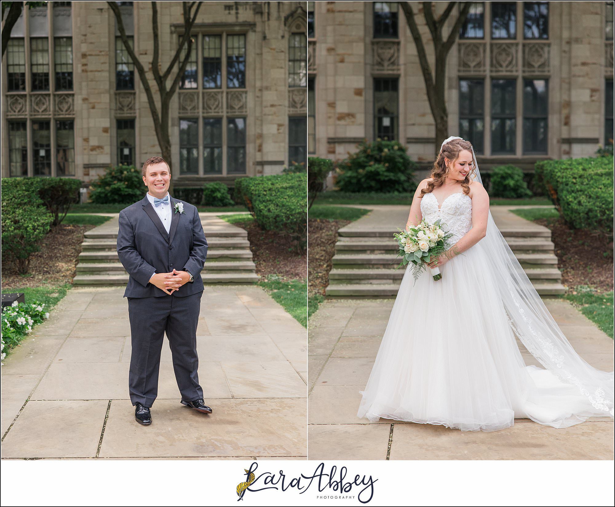 Summer Wedding at St. Paul Cathedral in Pittsburgh, PA Portraits at The Cathedral of Learning