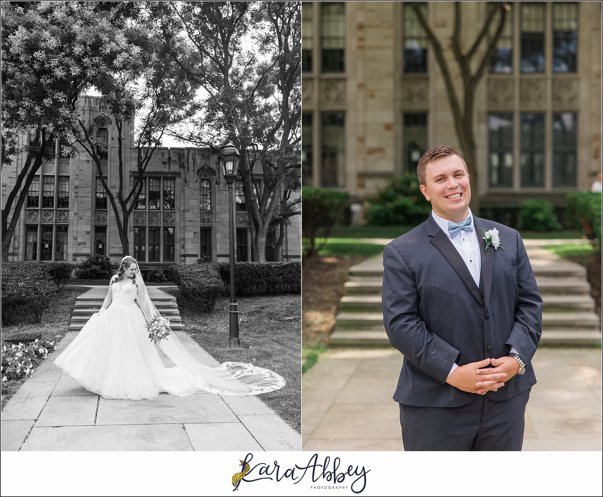 Summer Wedding at St. Paul Cathedral in Pittsburgh, PA Portraits at The Cathedral of Learning