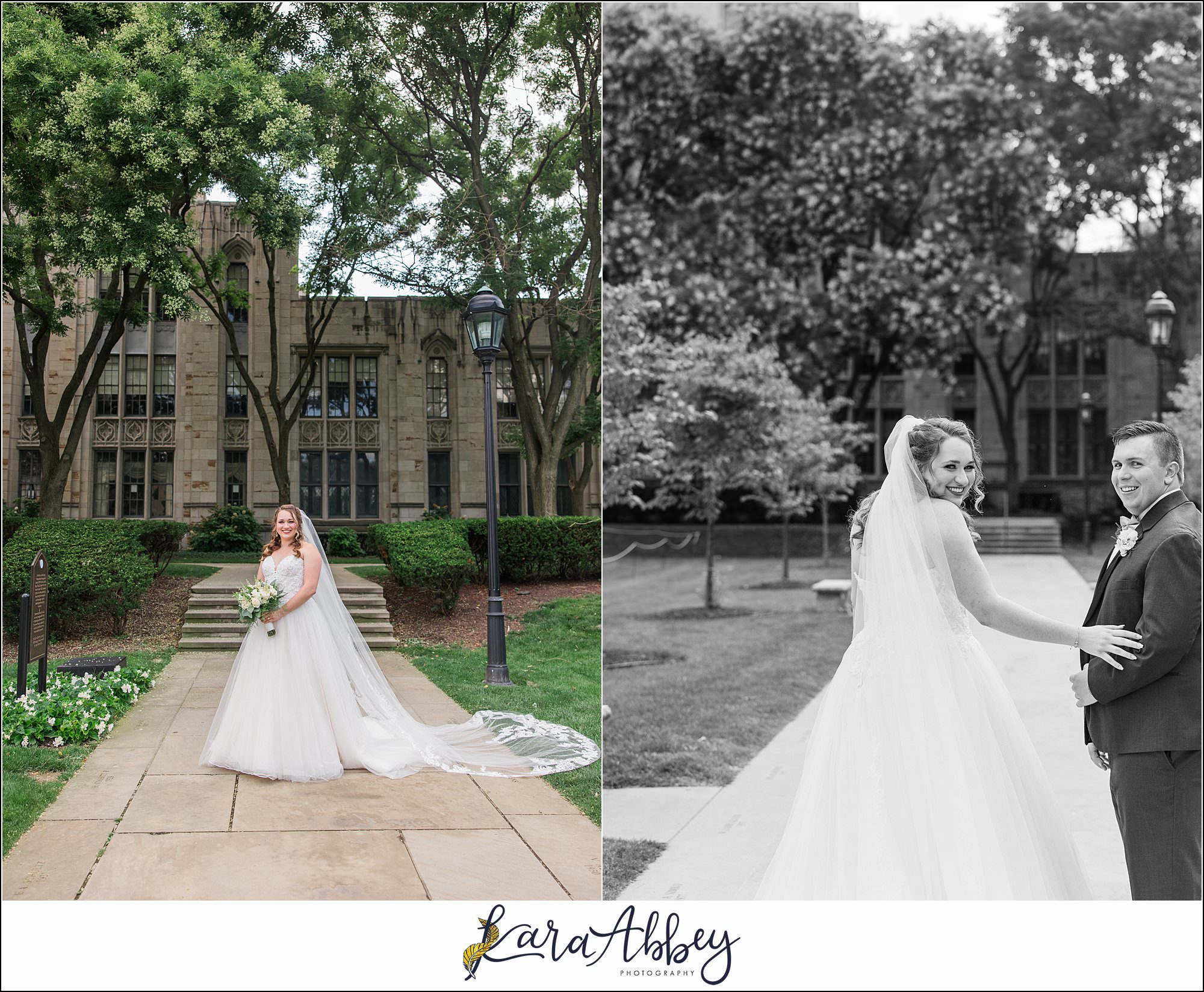 Summer Wedding at St. Paul Cathedral in Pittsburgh, PA Portraits at The Cathedral of Learning
