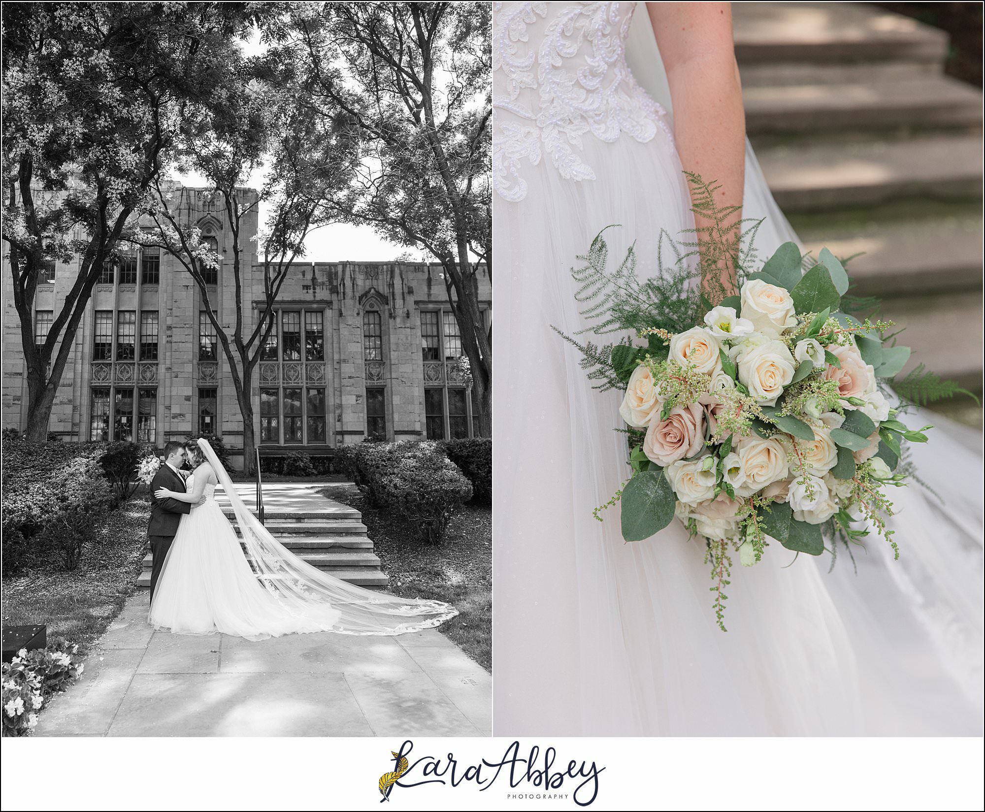 Summer Wedding at St. Paul Cathedral in Pittsburgh, PA Portraits at The Cathedral of Learning