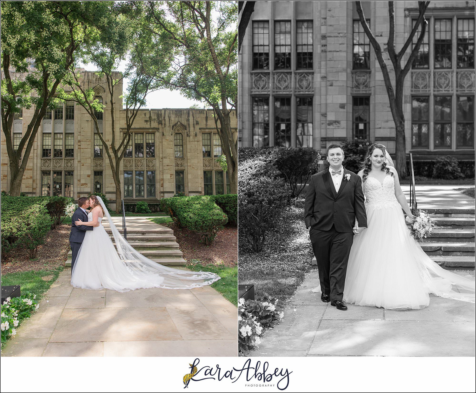 Summer Wedding at St. Paul Cathedral in Pittsburgh, PA Portraits at The Cathedral of Learning