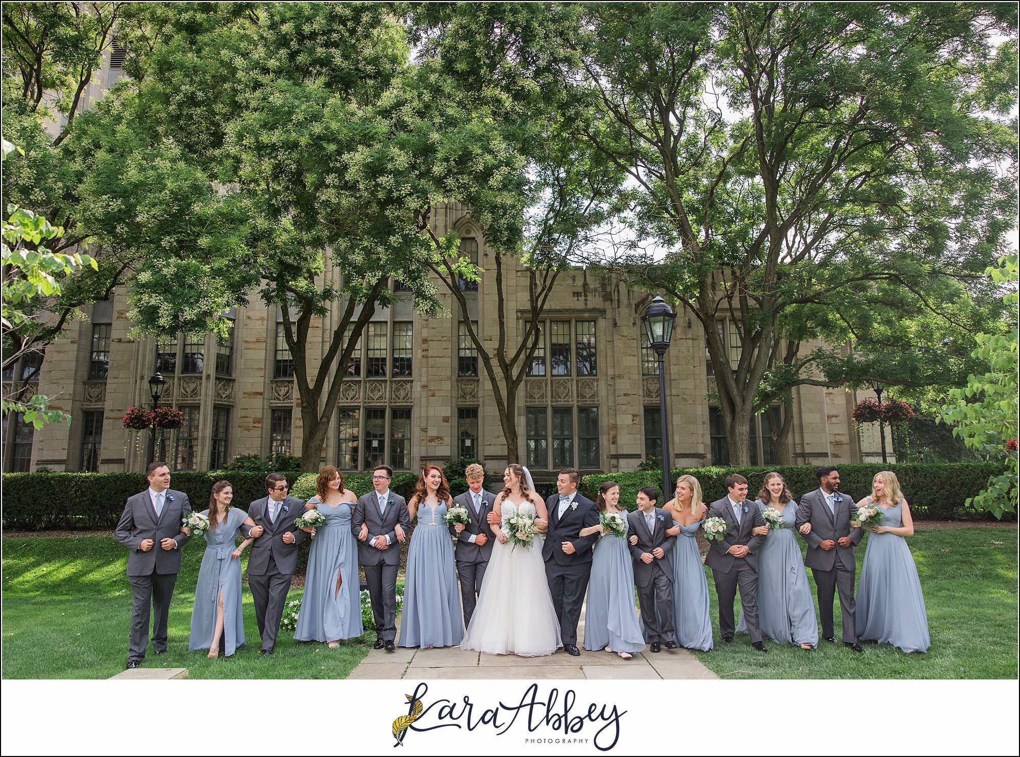 Summer Wedding at St. Paul Cathedral in Pittsburgh, PA Portraits at The Cathedral of Learning