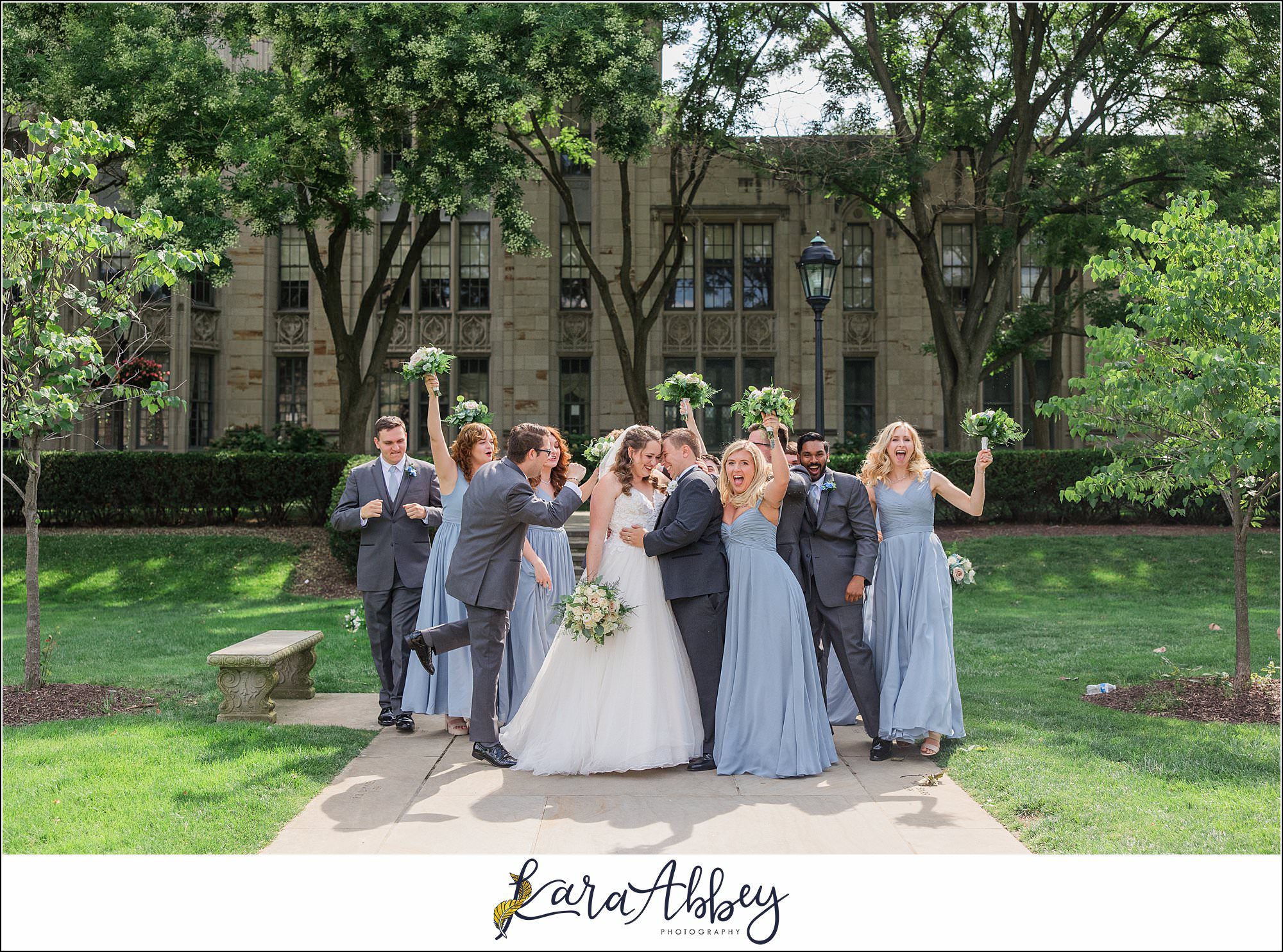 Summer Wedding at St. Paul Cathedral in Pittsburgh, PA Portraits at The Cathedral of Learning
