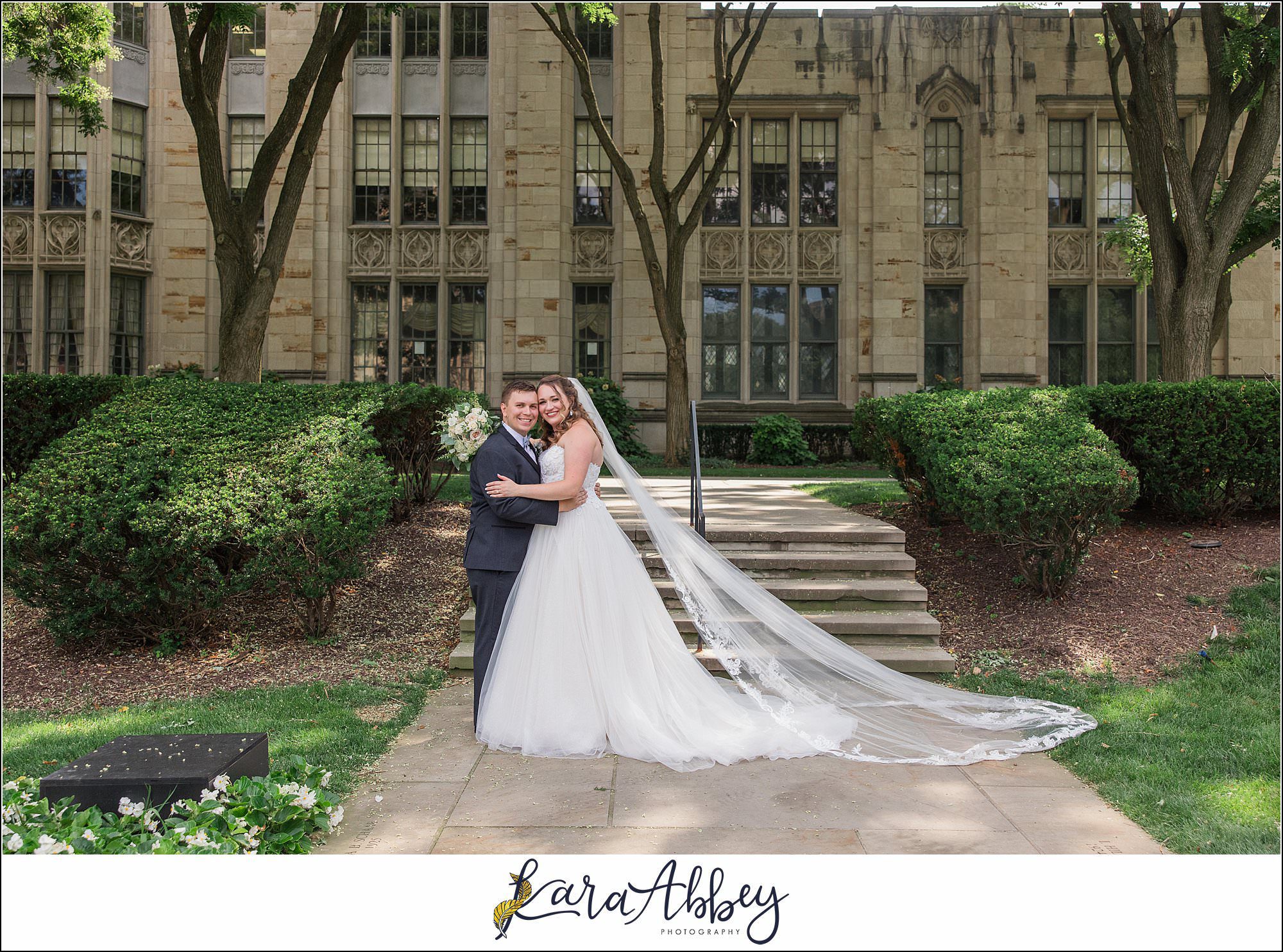 Summer Wedding at St. Paul Cathedral in Pittsburgh, PA Portraits at The Cathedral of Learning