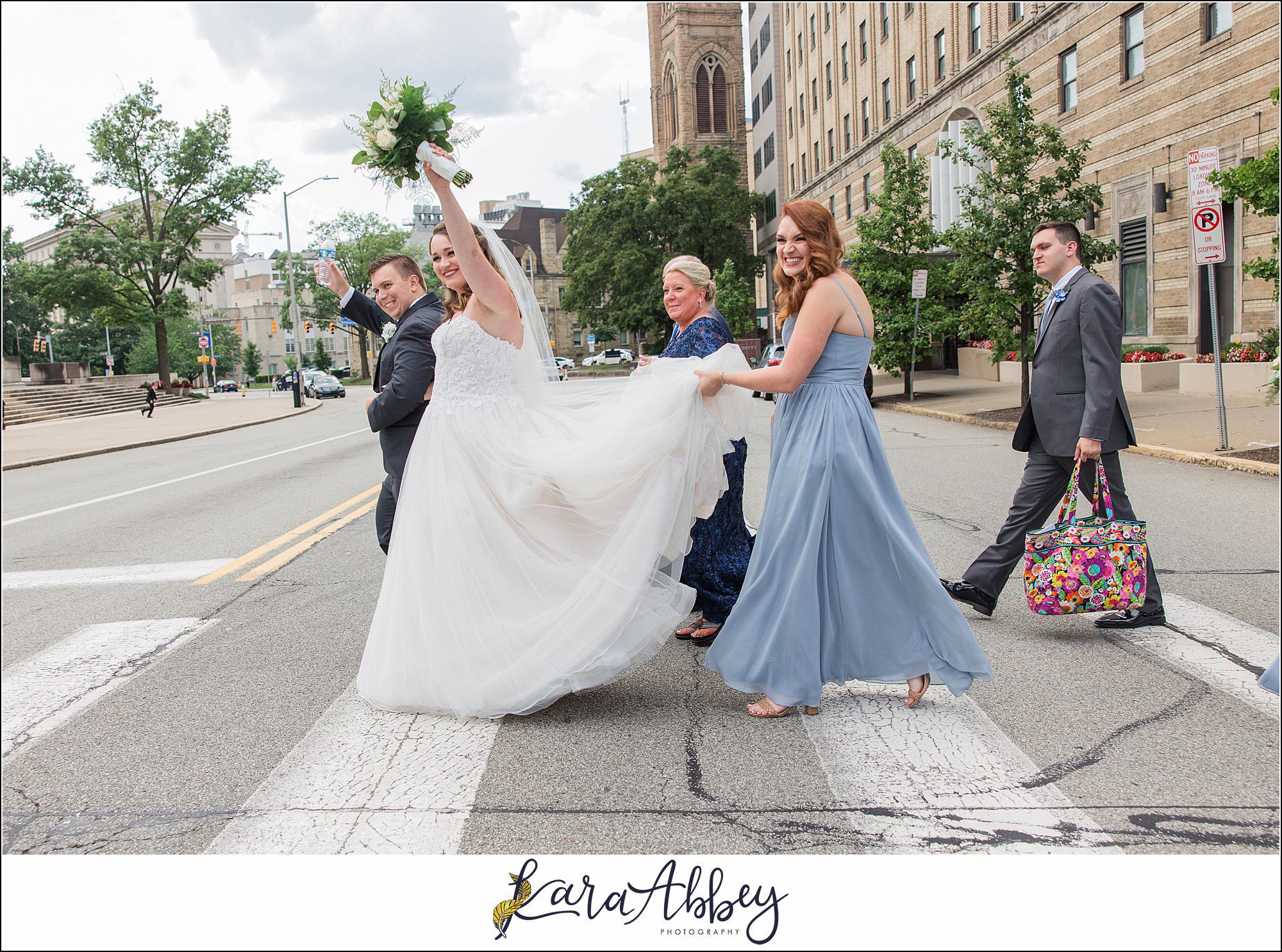 Summer Wedding at St. Paul Cathedral in Pittsburgh, PA Portraits at The Cathedral of Learning