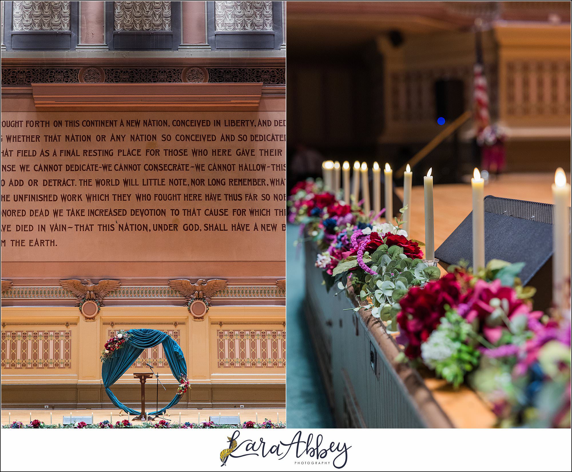 Jewel Tone Fall Wedding at Soldiers and Sailors Memorial Hall in Pittsburgh, PA