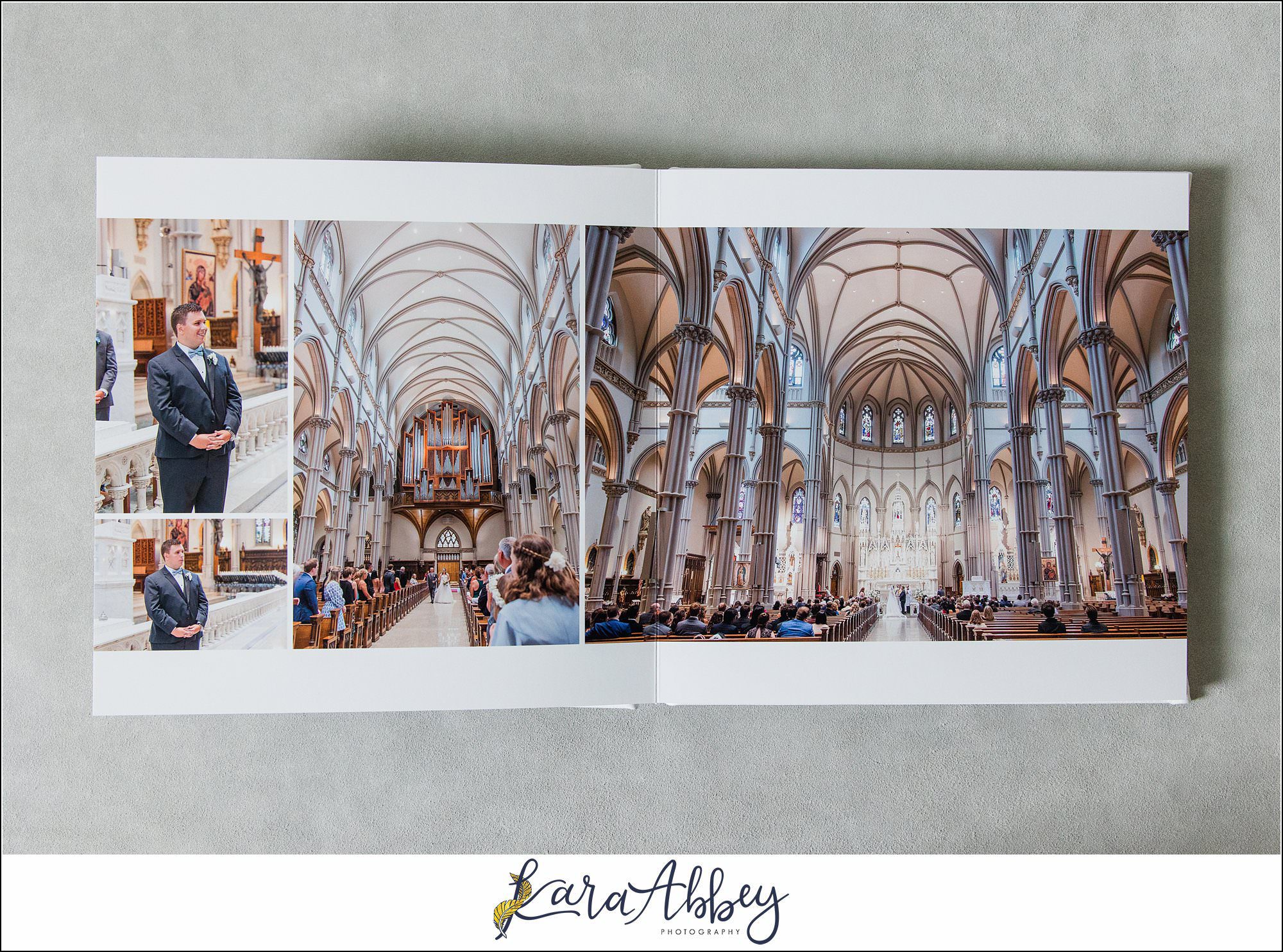 White Leather Luxury Wedding Album St. Paul Cathedral in Pittsburgh PA