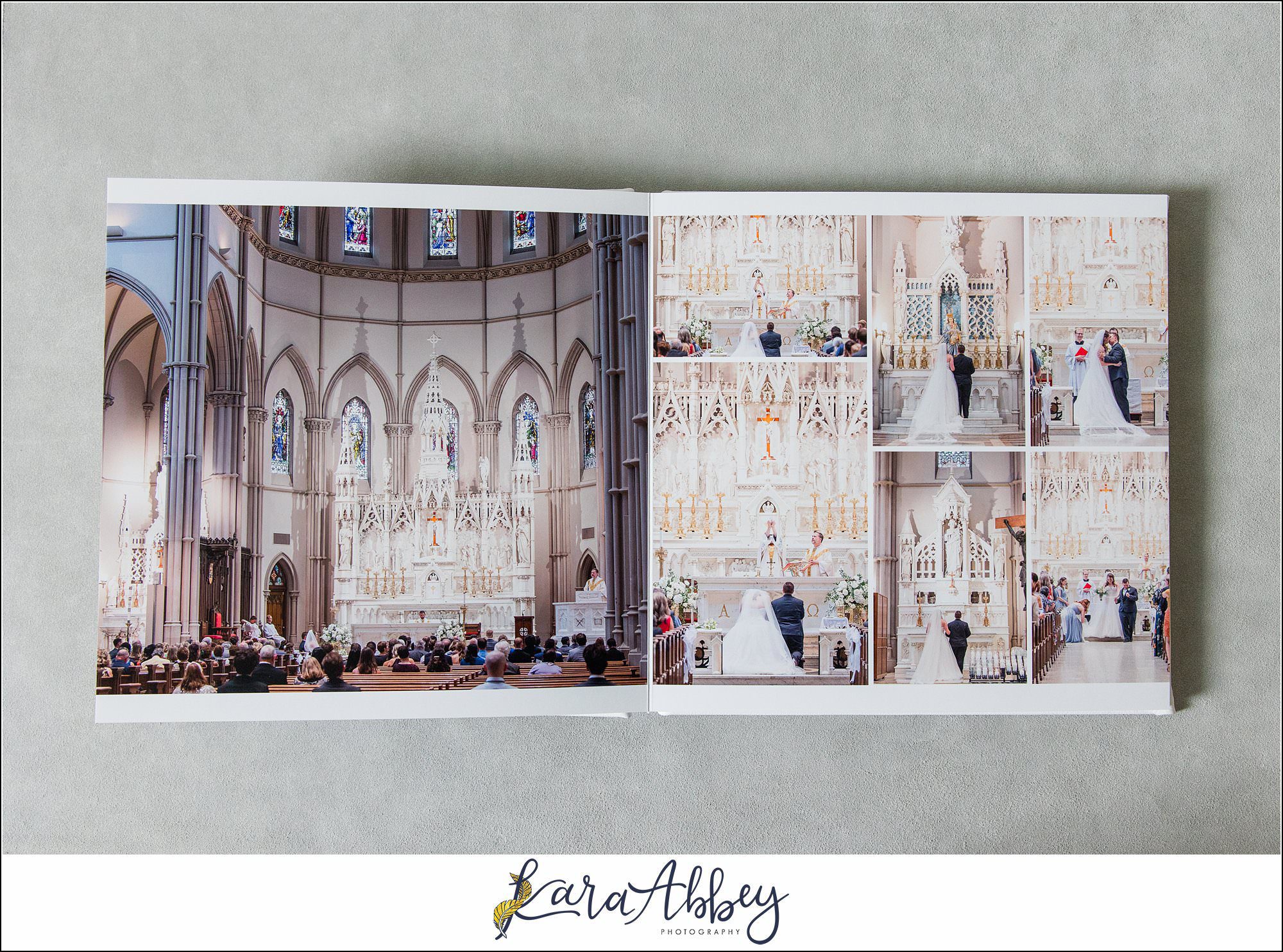 White Leather Luxury Wedding Album St. Paul Cathedral in Pittsburgh PA