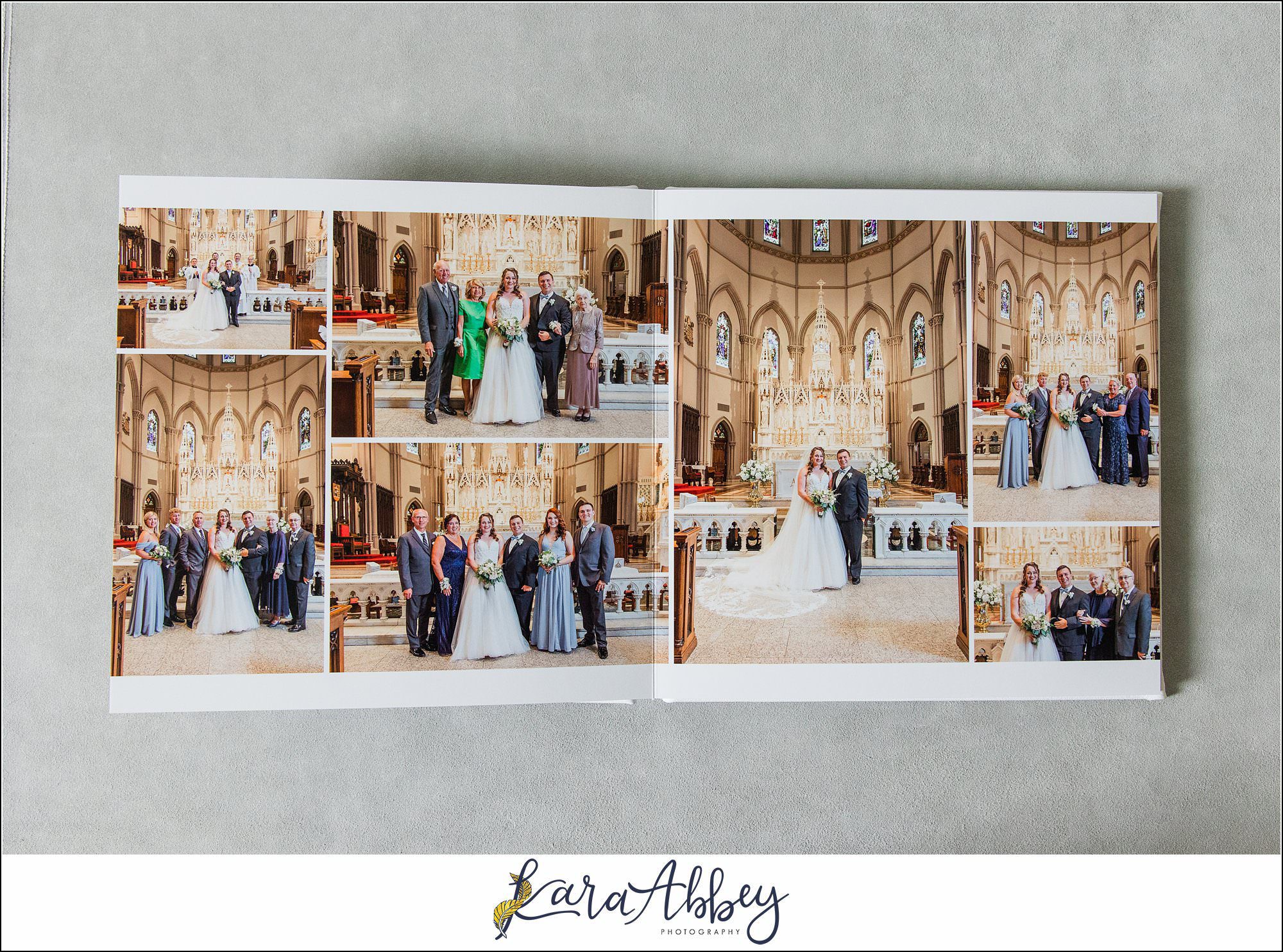 White Leather Luxury Wedding Album St. Paul Cathedral in Pittsburgh PA