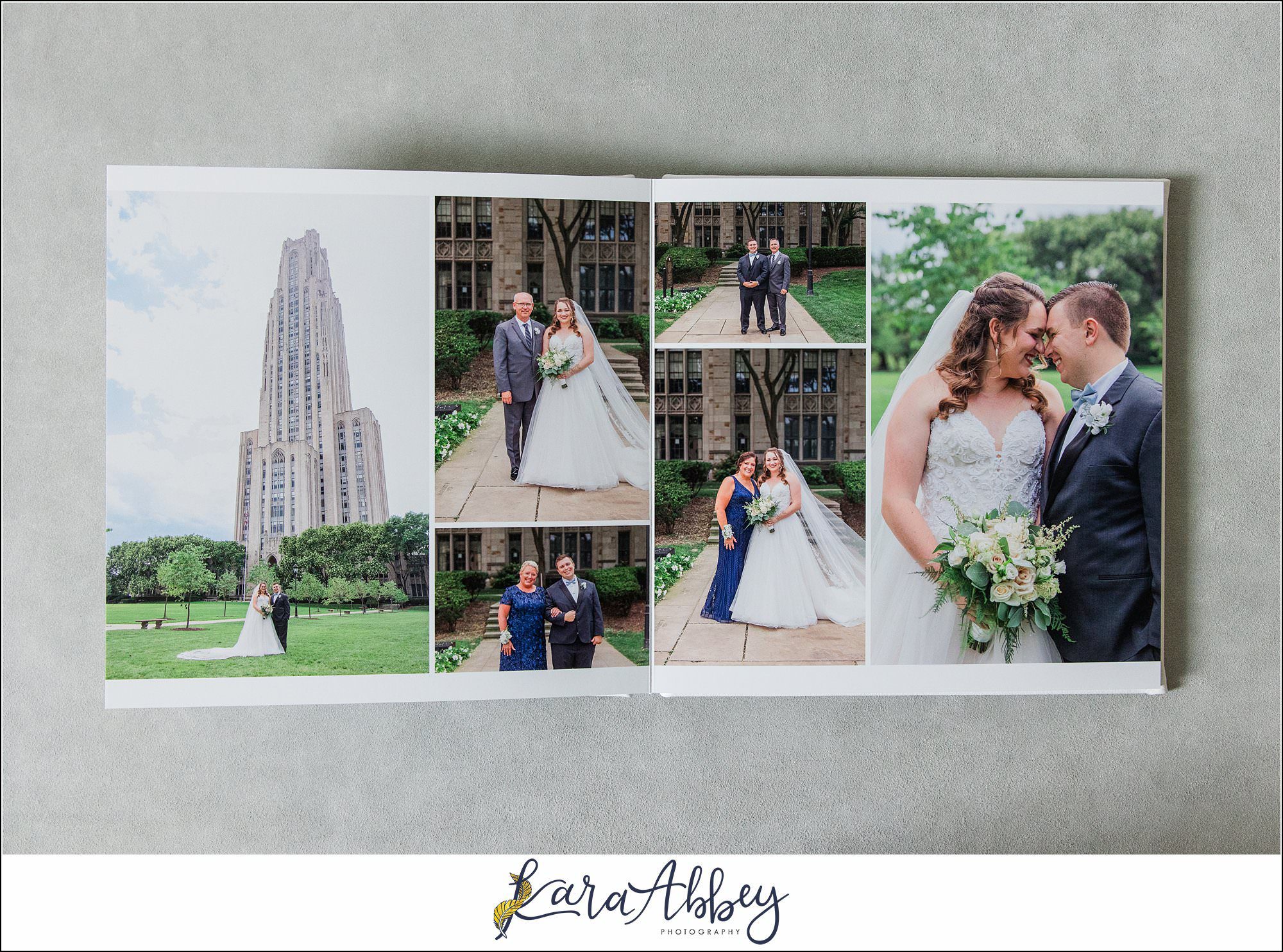 White Leather Luxury Wedding Album St. Paul Cathedral in Pittsburgh PA