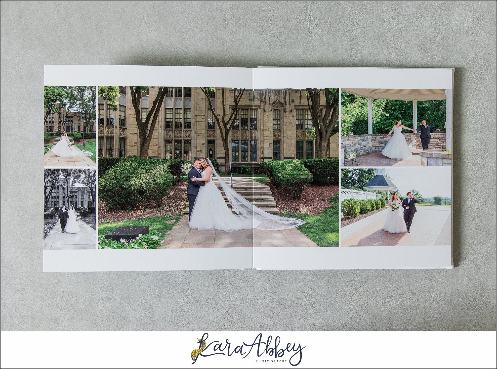 White Leather Luxury Wedding Album St. Paul Cathedral in Pittsburgh PA