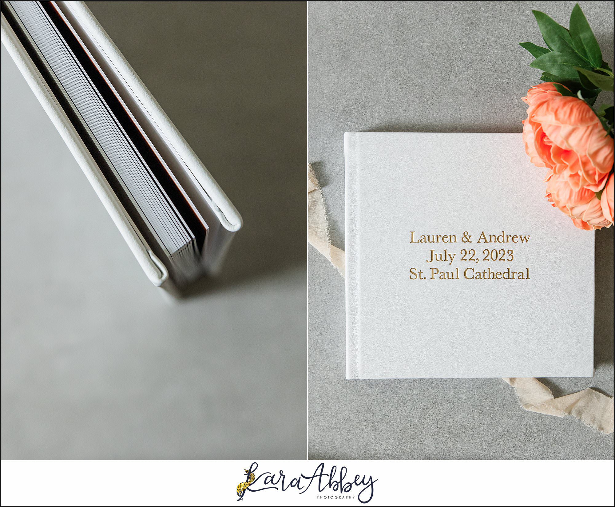 White Leather Luxury Wedding Album St. Paul Cathedral in Pittsburgh PA
