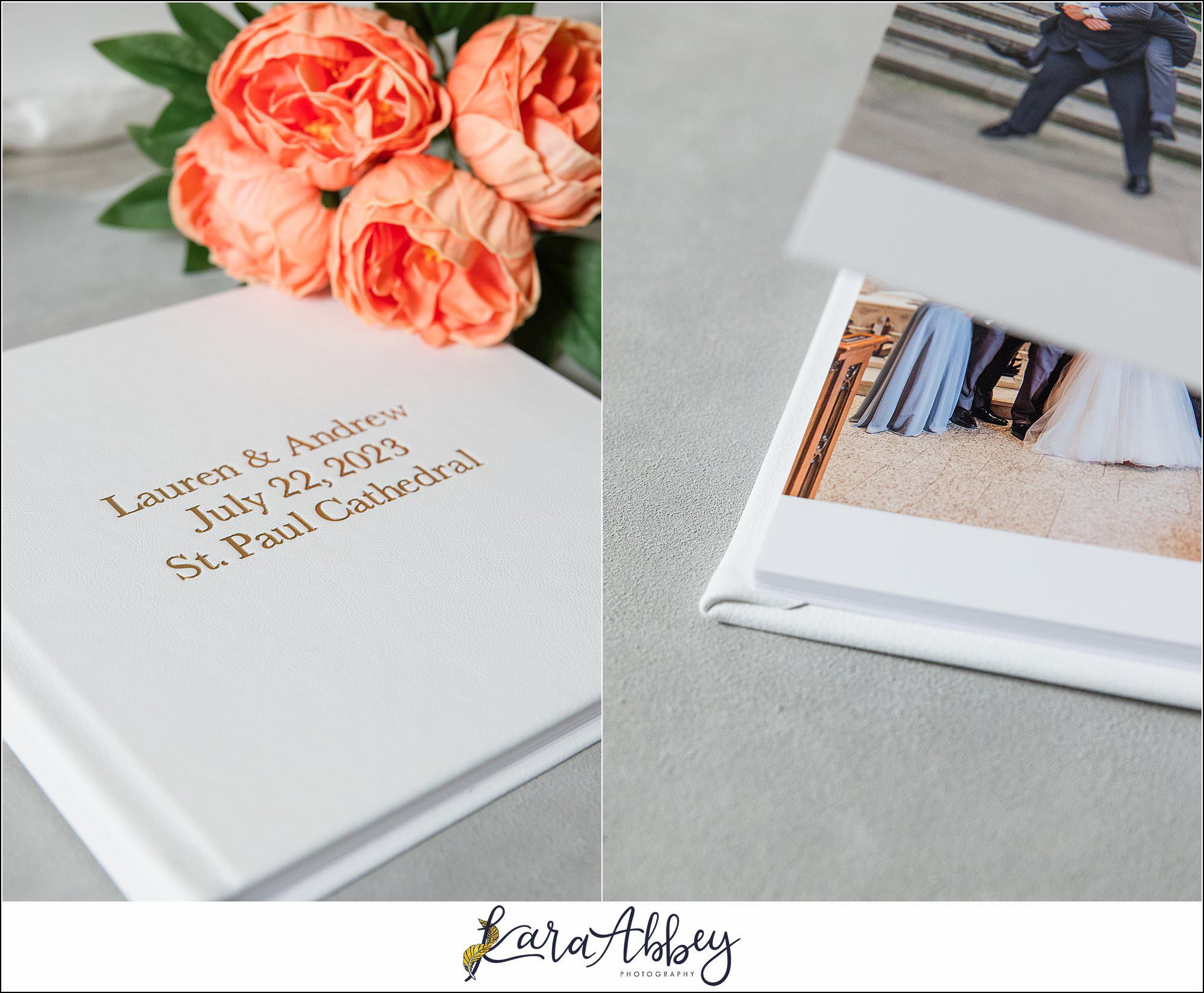 White Leather Luxury Wedding Album St. Paul Cathedral in Pittsburgh PA