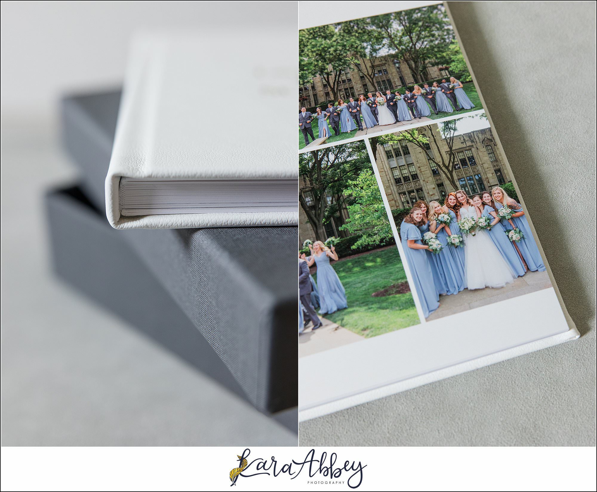 White Leather Luxury Wedding Album St. Paul Cathedral in Pittsburgh PA