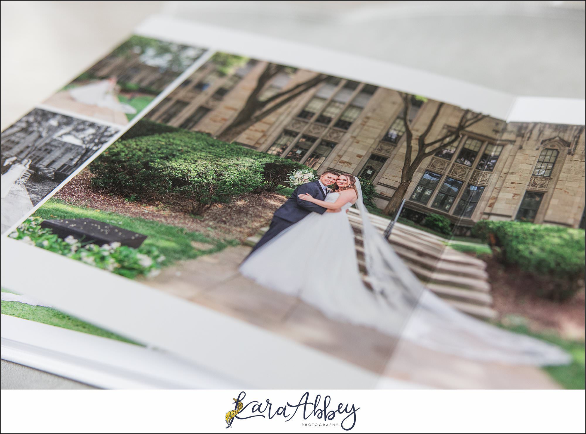 White Leather Luxury Wedding Album St. Paul Cathedral in Pittsburgh PA