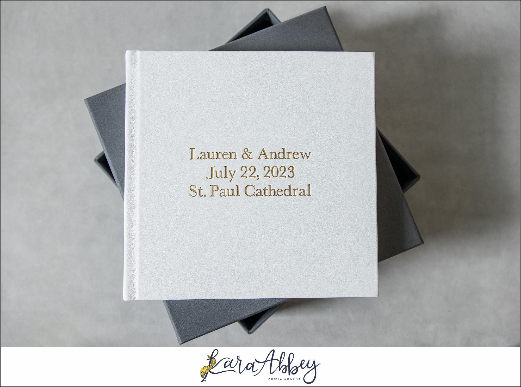 White Leather Luxury Wedding Album St. Paul Cathedral in Pittsburgh PA