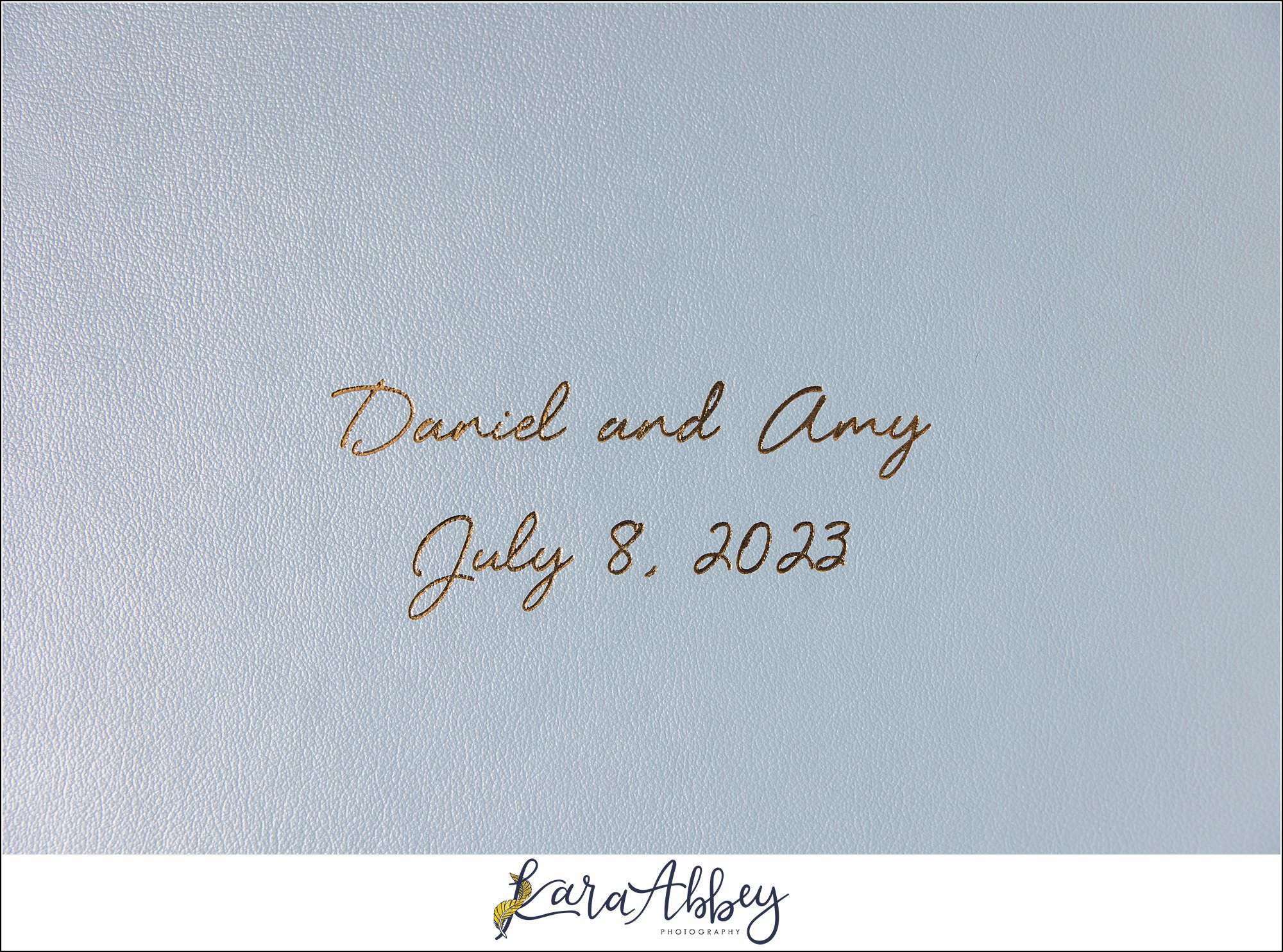 Light Blue Leather Heirloom Wedding Album in Irwin PA Custom Designed and Created by Irwin PA Wedding Photographer