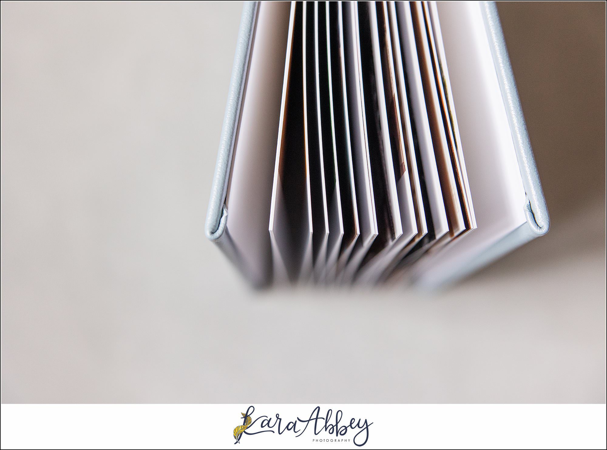 Light Blue Leather Heirloom Wedding Album in Irwin PA Custom Designed and Created by Irwin PA Wedding Photographer