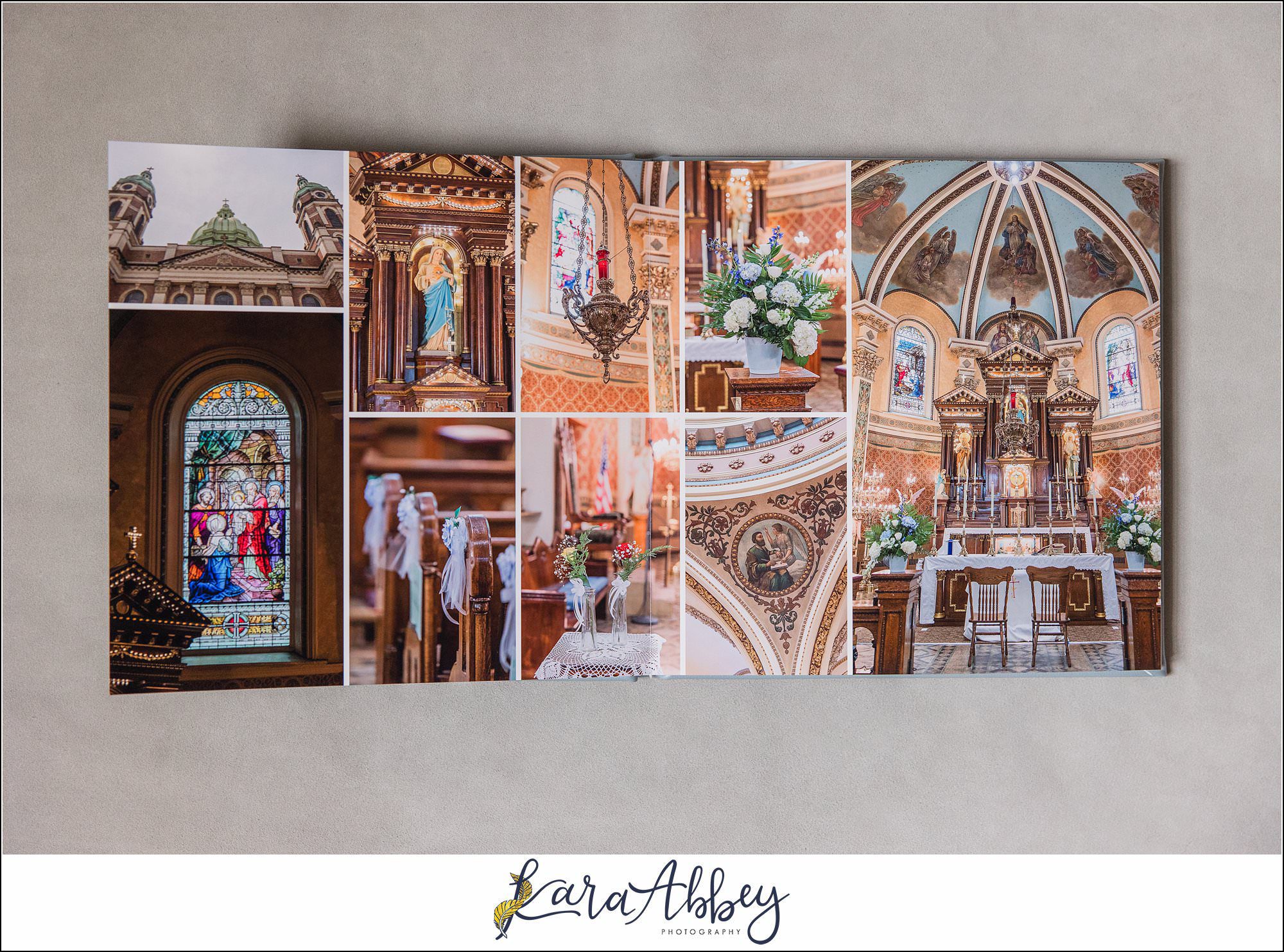 Light Blue Leather Heirloom Wedding Album in Irwin PA Custom Designed and Created by Irwin PA Wedding Photographer