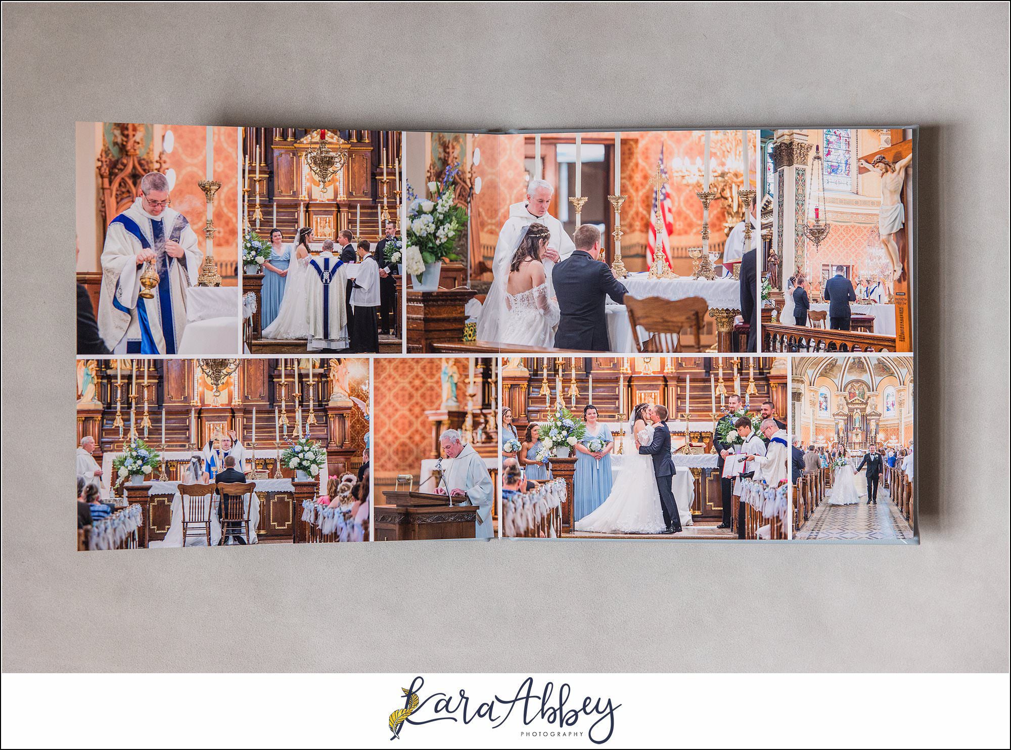Light Blue Leather Heirloom Wedding Album in Irwin PA Custom Designed and Created by Irwin PA Wedding Photographer