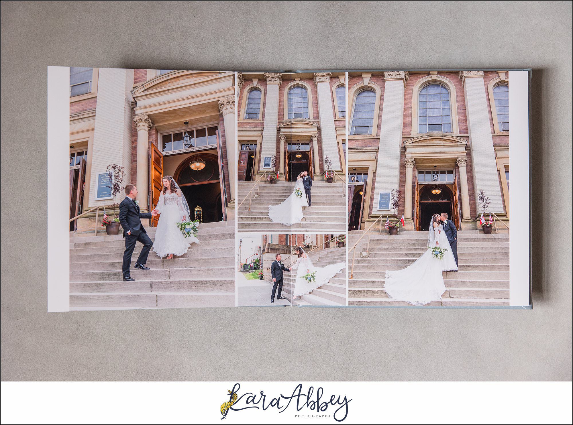 Light Blue Leather Heirloom Wedding Album in Irwin PA Custom Designed and Created by Irwin PA Wedding Photographer