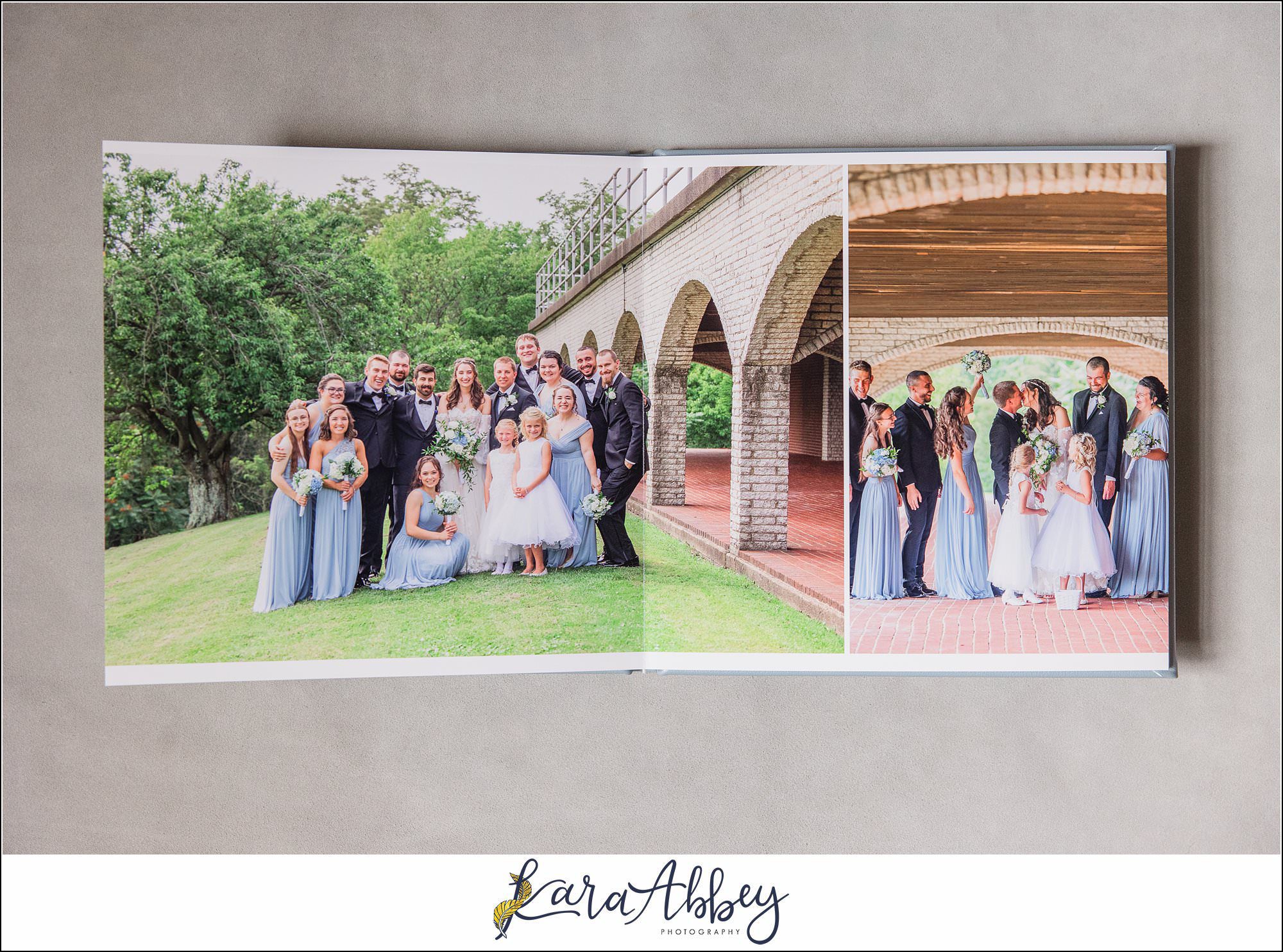 Light Blue Leather Heirloom Wedding Album in Irwin PA Custom Designed and Created by Irwin PA Wedding Photographer