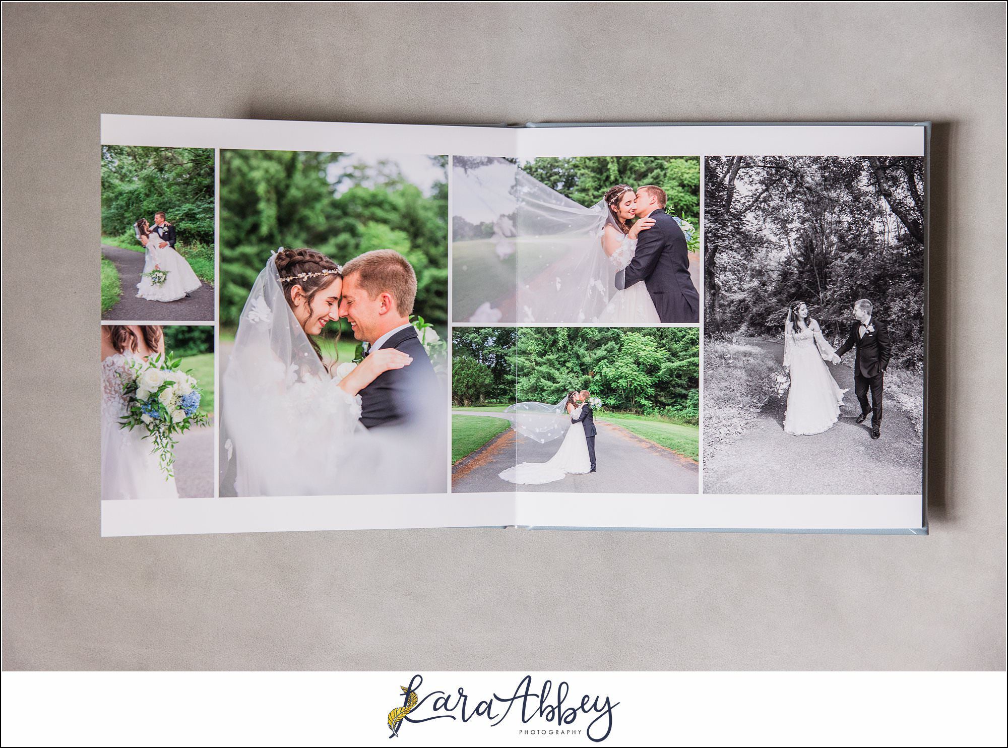 Light Blue Leather Heirloom Wedding Album in Irwin PA Custom Designed and Created by Irwin PA Wedding Photographer
