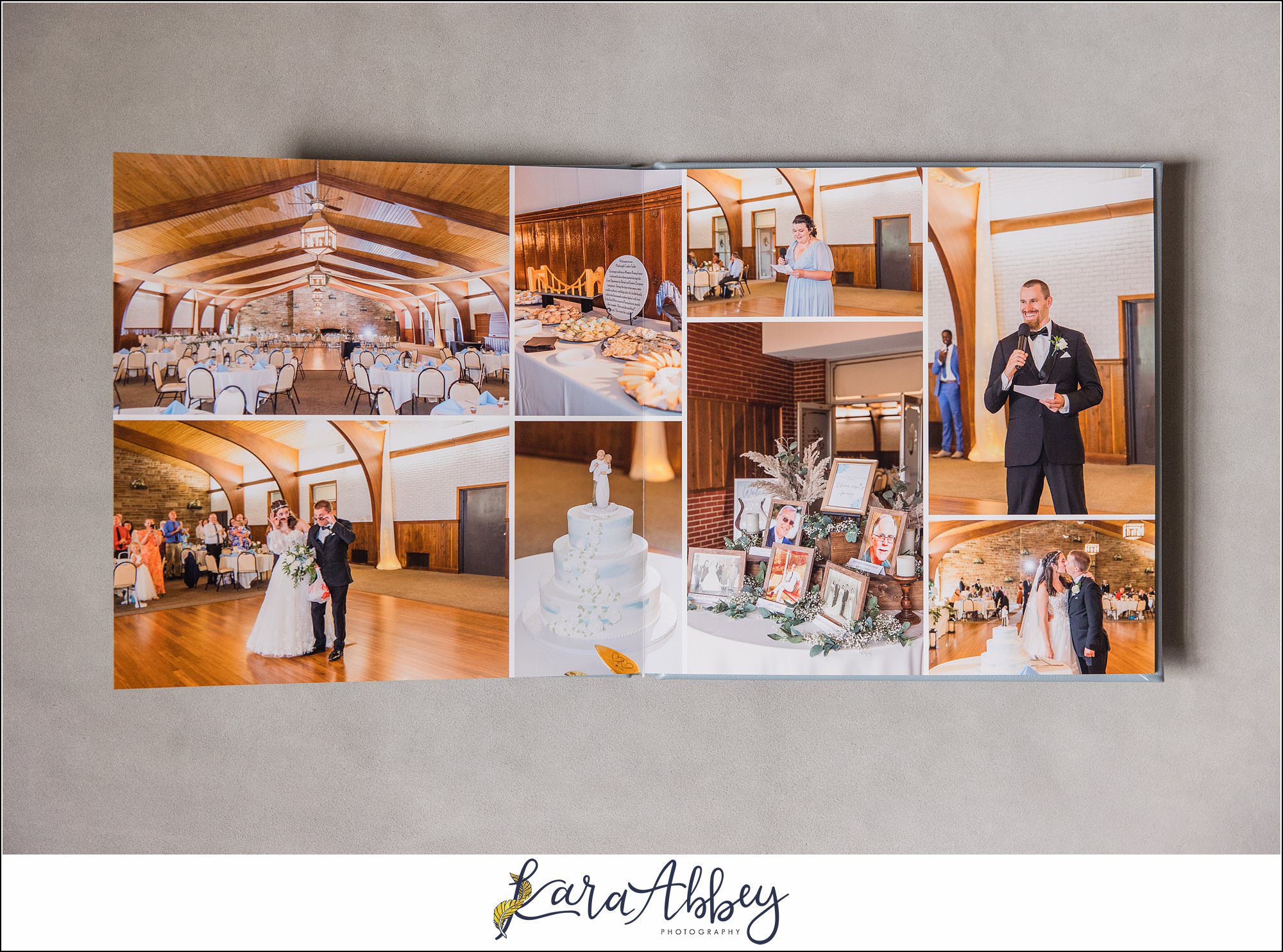 Light Blue Leather Heirloom Wedding Album in Irwin PA Custom Designed and Created by Irwin PA Wedding Photographer