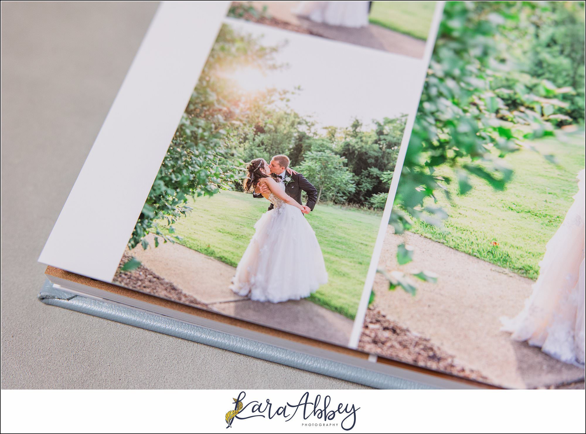 Light Blue Leather Heirloom Wedding Album in Irwin PA Custom Designed and Created by Irwin PA Wedding Photographer