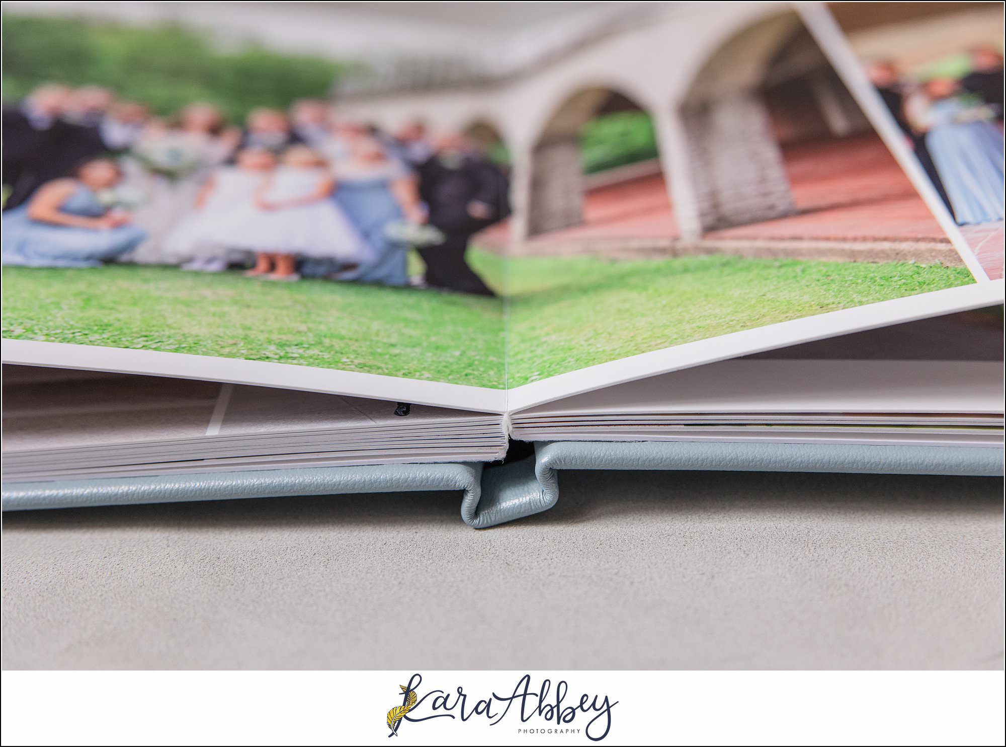 Light Blue Leather Heirloom Wedding Album in Irwin PA Custom Designed and Created by Irwin PA Wedding Photographer