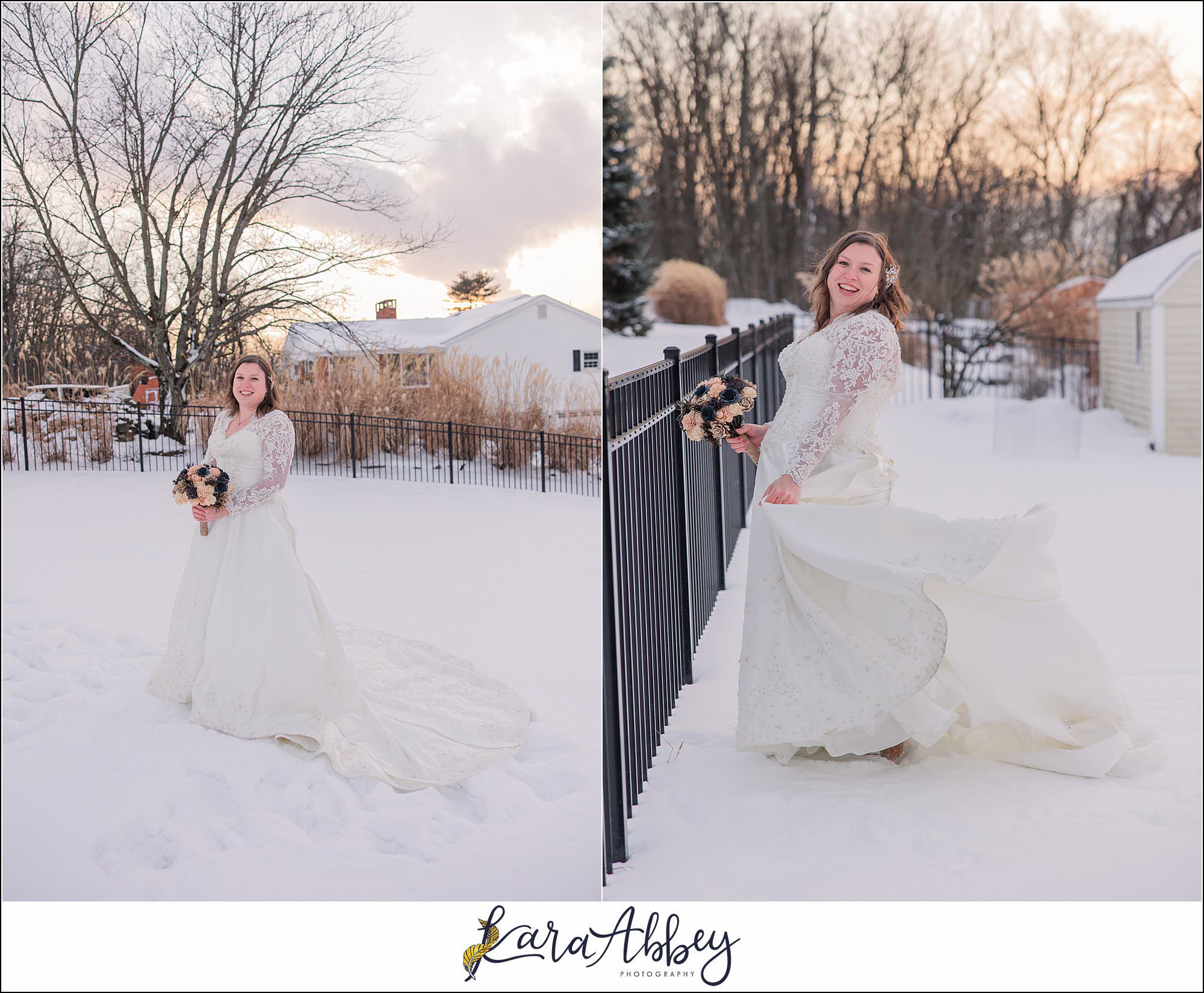Winter Snowy Bridal Portraits in White Oak, PA