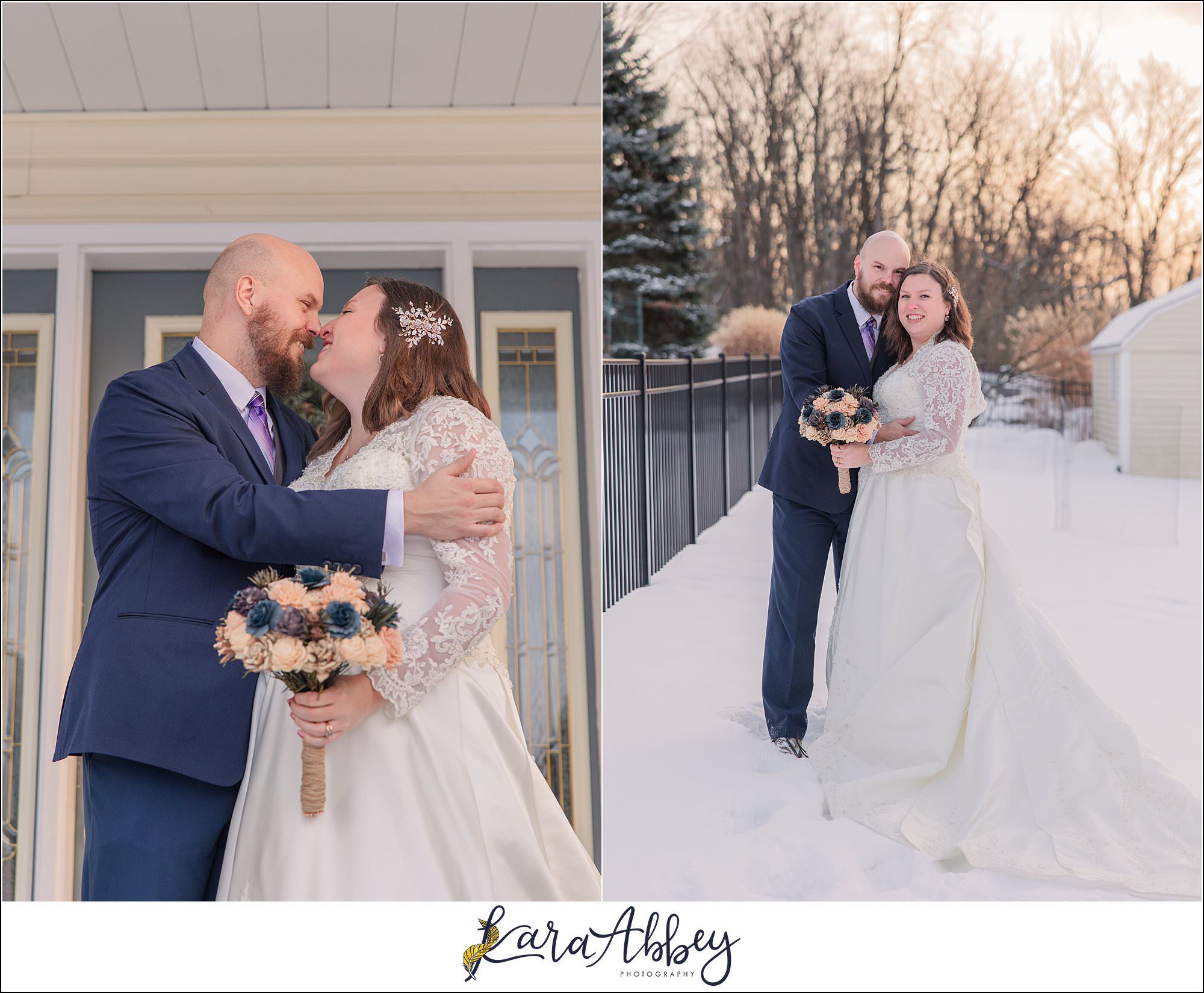 Winter Snowy Bridal Portraits in White Oak, PA