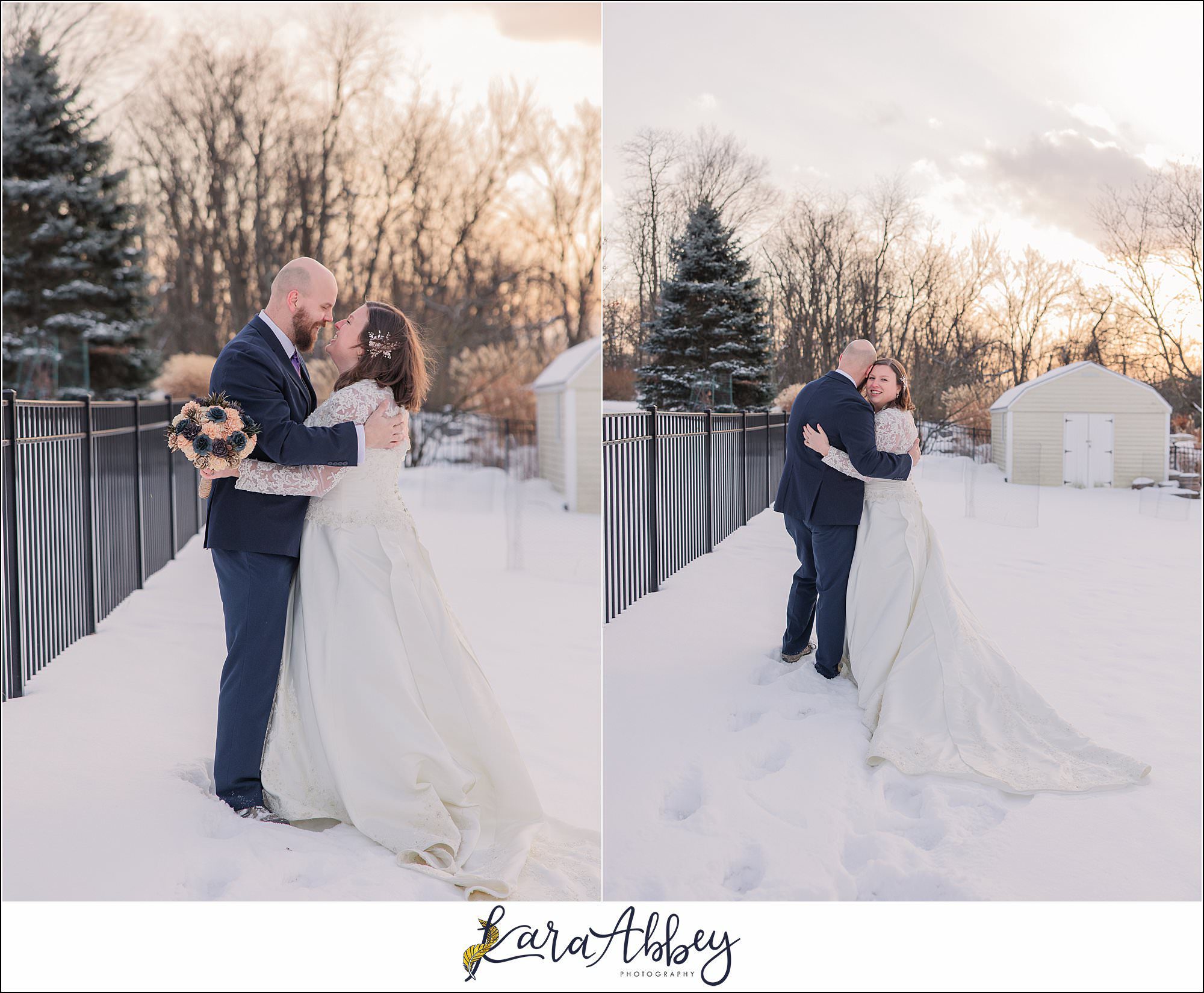 Winter Snowy Bridal Portraits in White Oak, PA