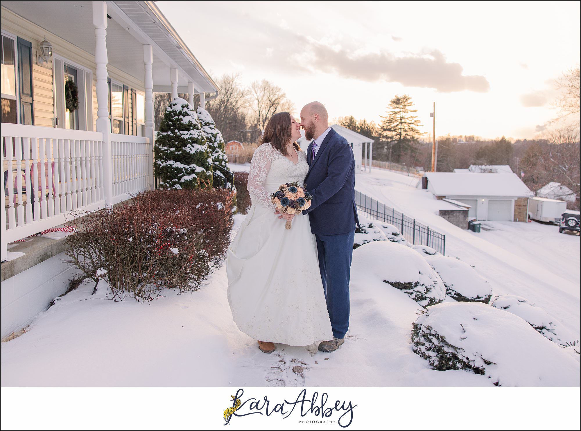 Winter Snowy Bridal Portraits in White Oak, PA