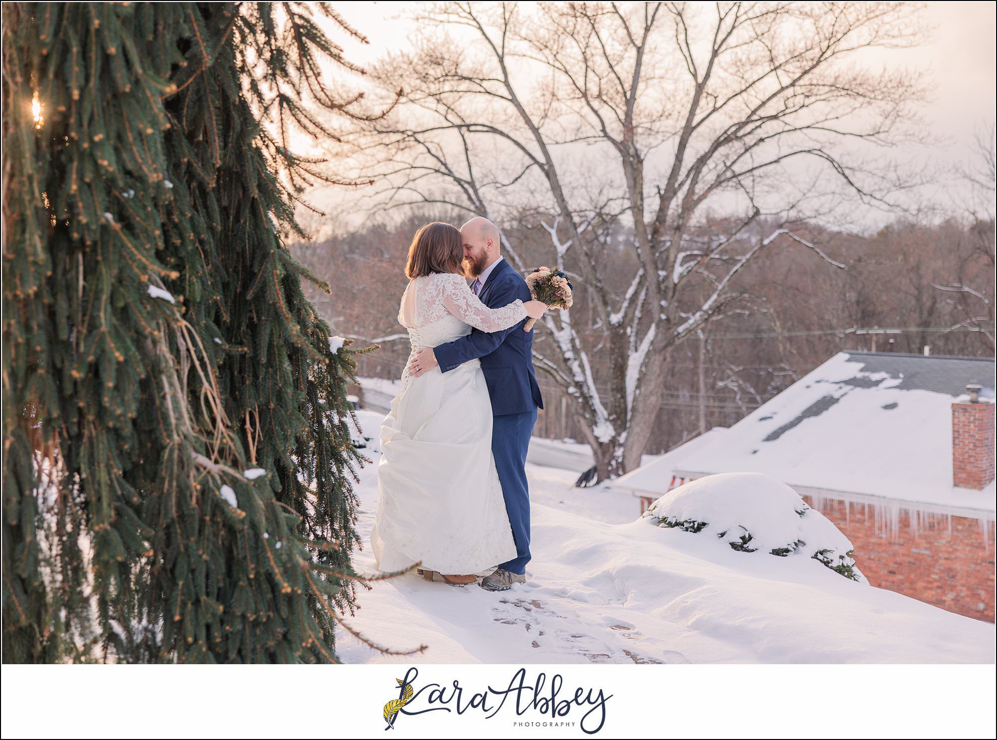 Winter Snowy Bridal Portraits in White Oak, PA