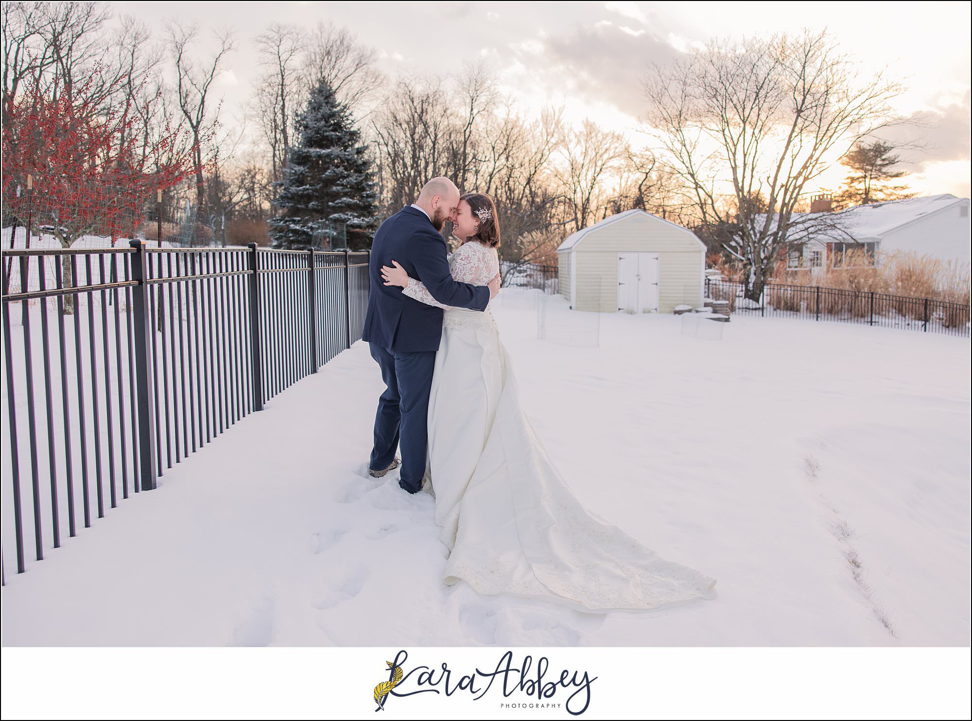 Winter Snowy Bridal Portraits in White Oak, PA