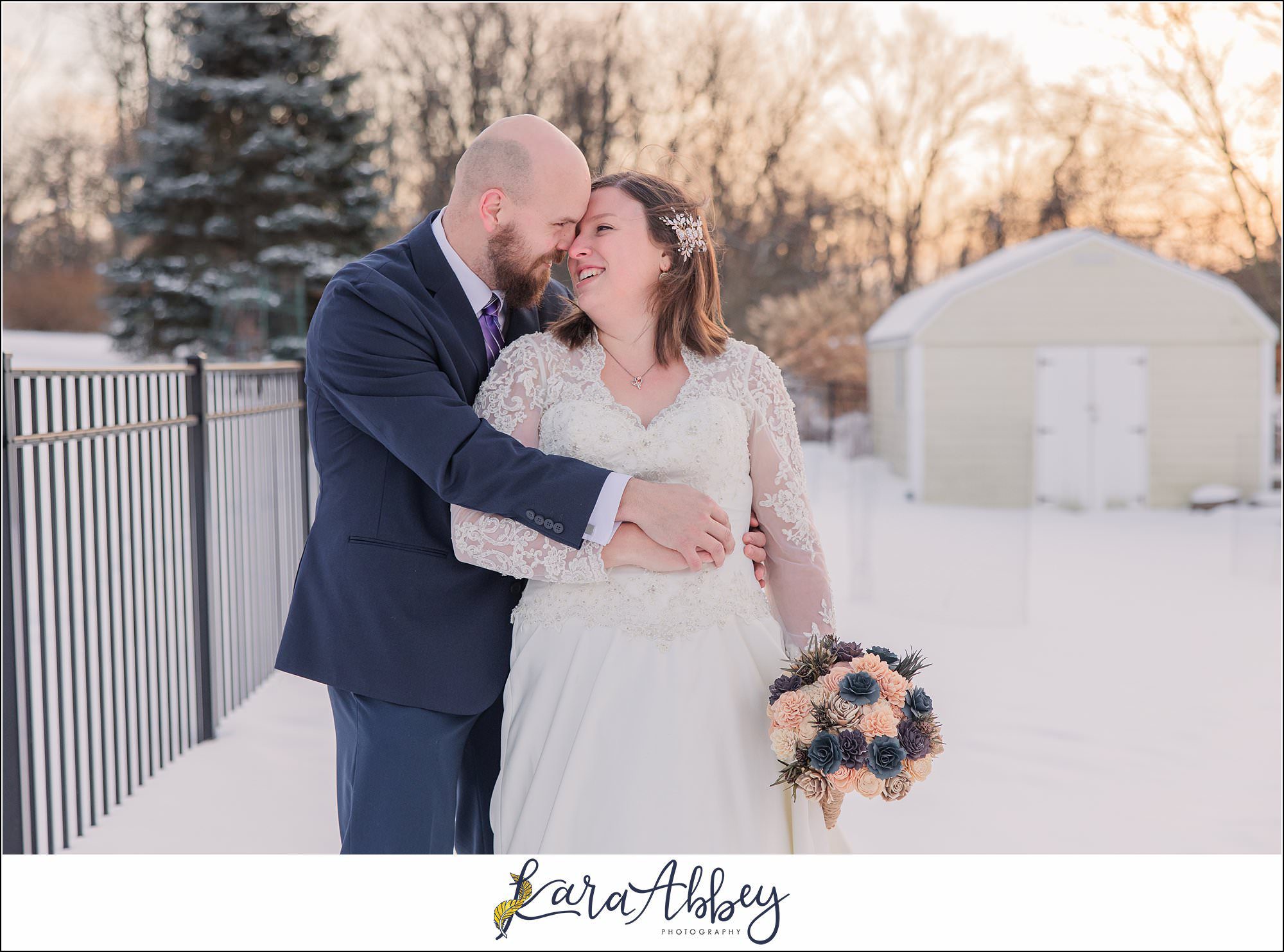 Winter Snowy Bridal Portraits in White Oak, PA