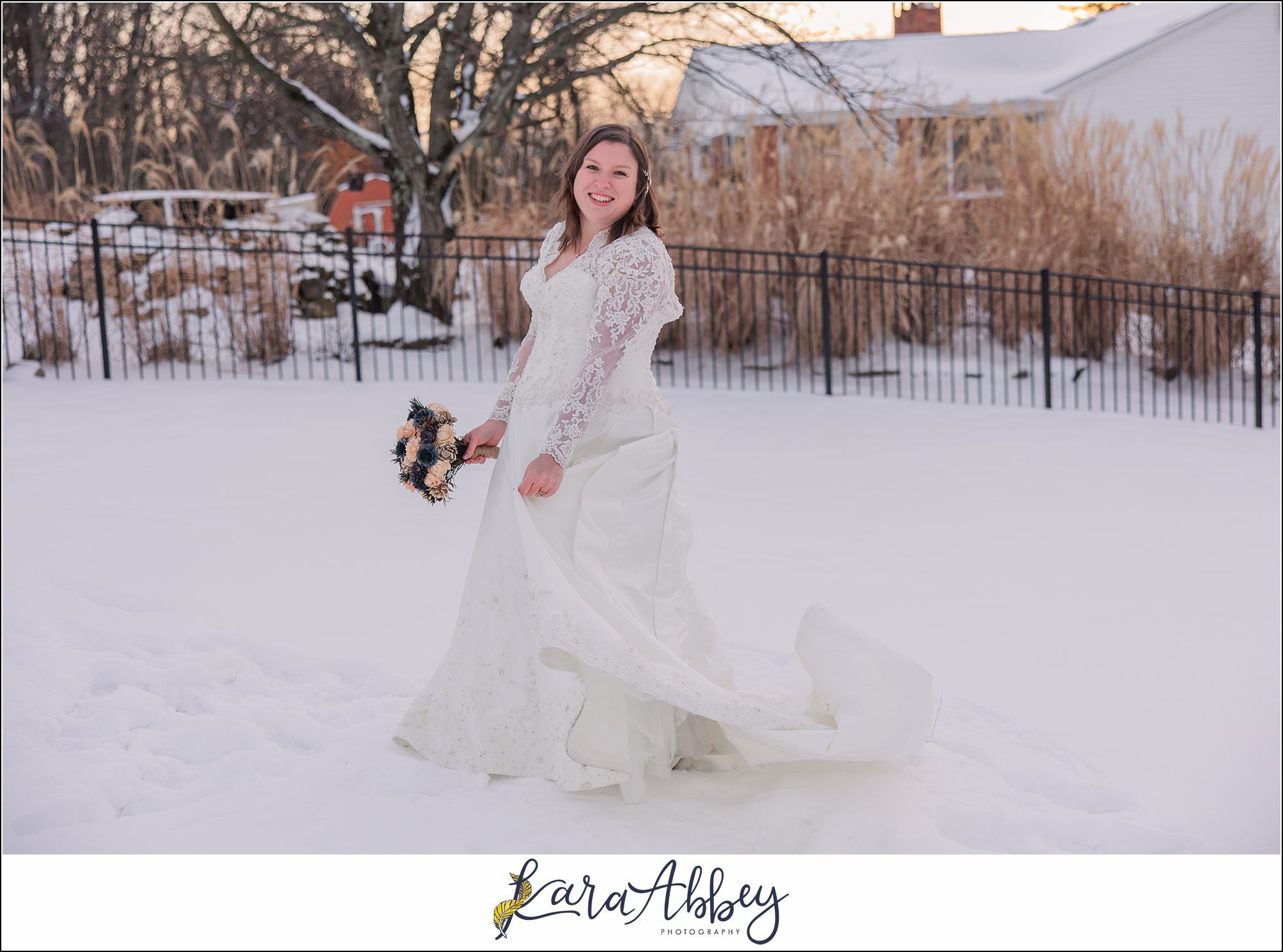 Winter Snowy Bridal Portraits in White Oak, PA