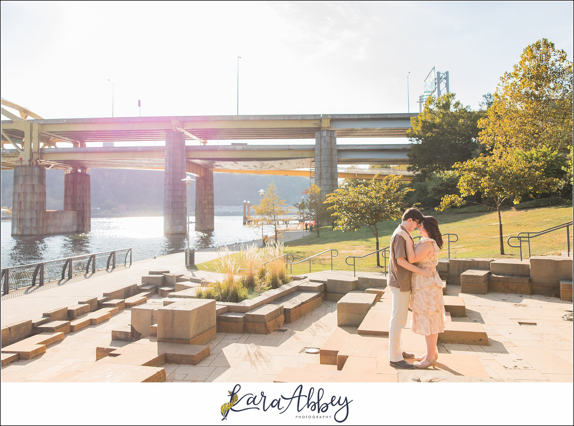 Roberto Clemente Bridge Summer Downtown Pittsburgh Engagement Session