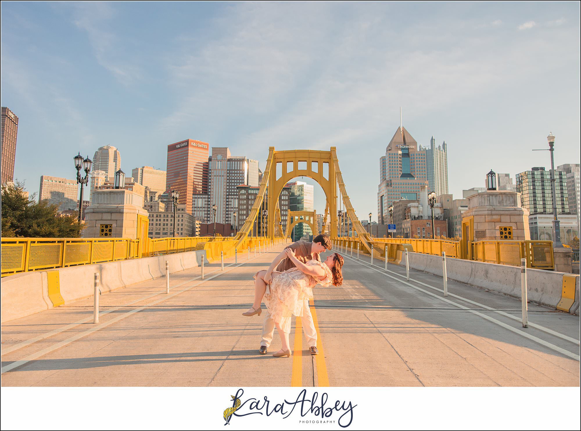 Roberto Clemente Bridge Summer Downtown Pittsburgh Engagement Session