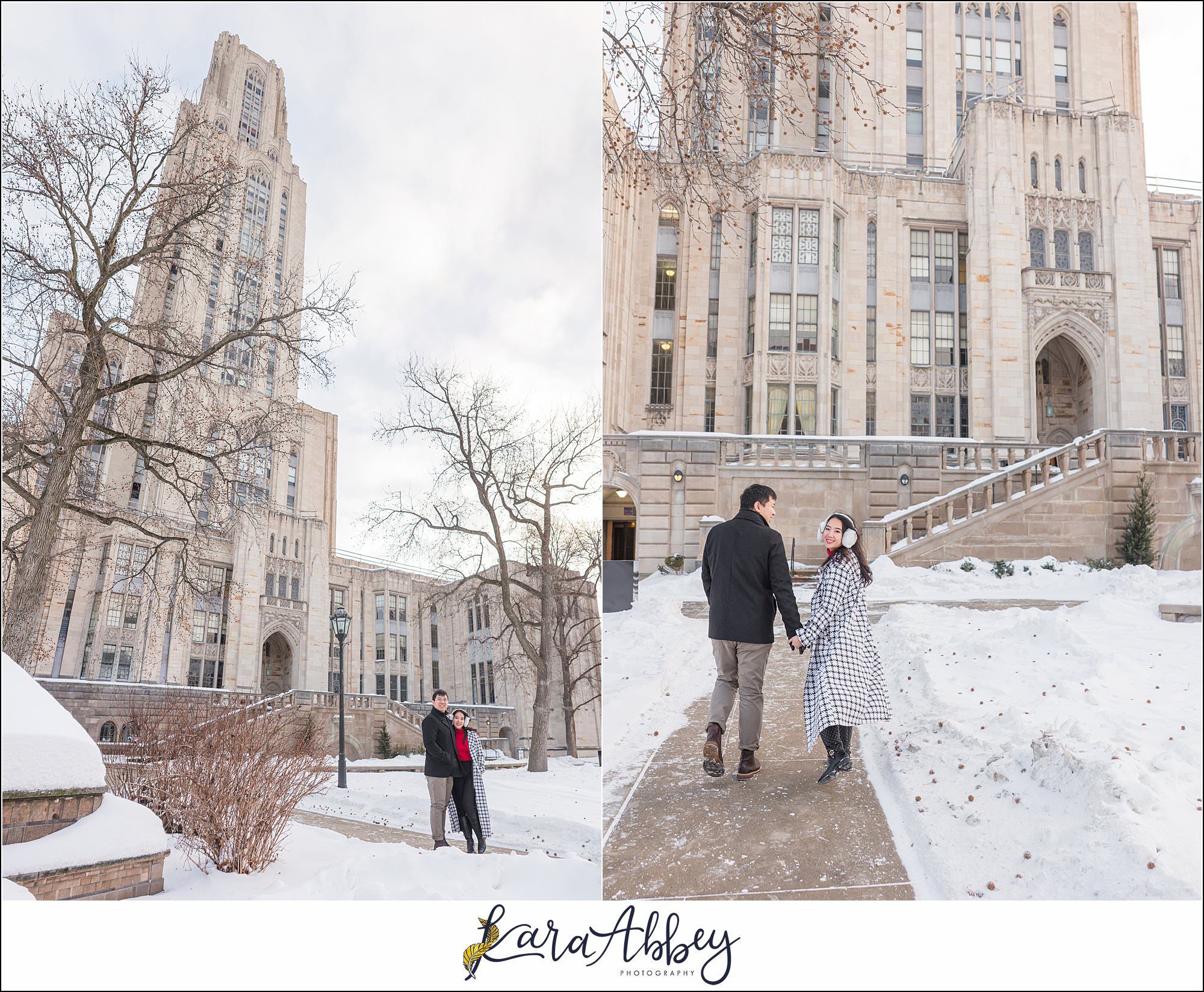 Winter Engagement Session at the Cathedral of Learning in Pittsburgh PA