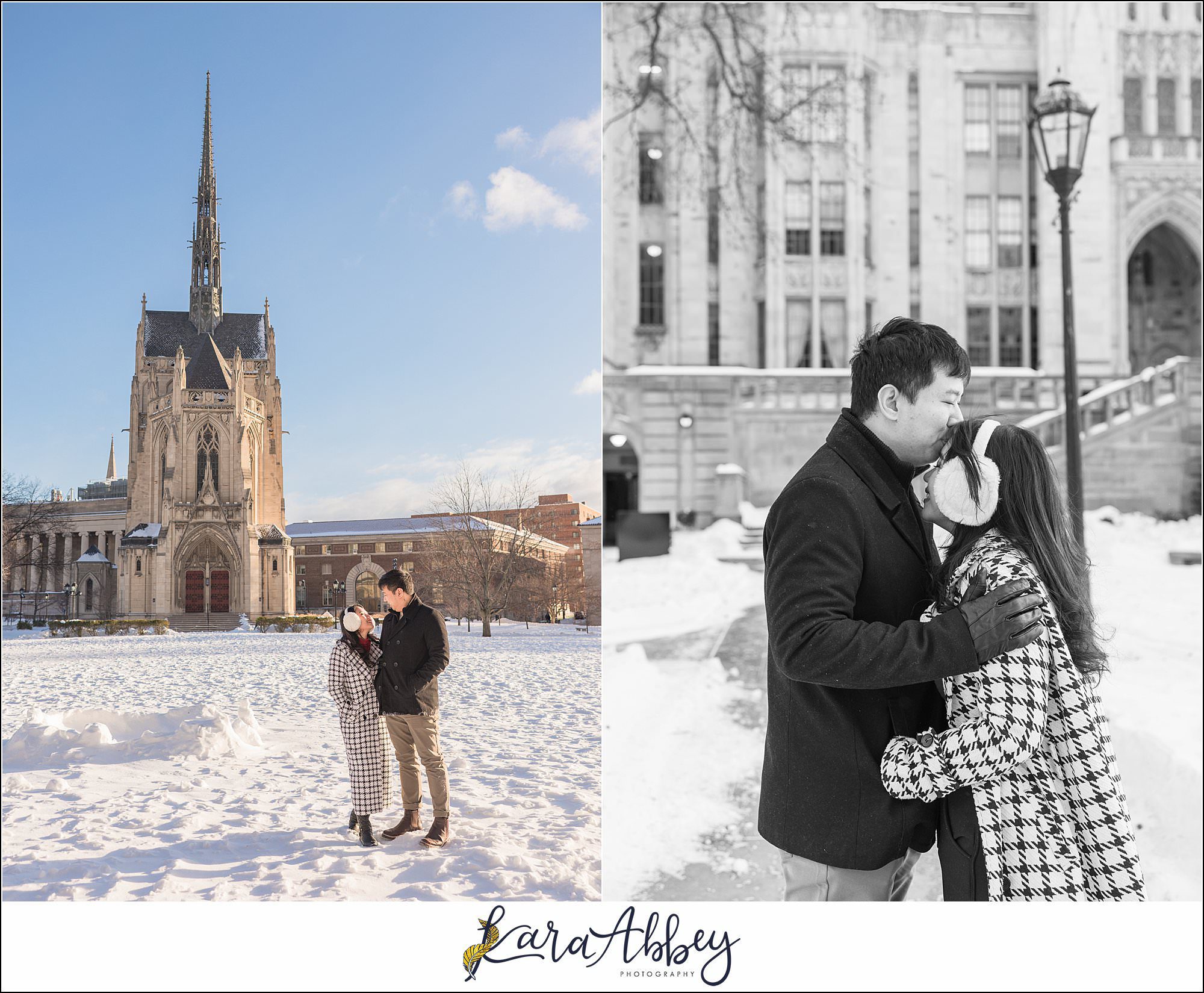 Winter Engagement Session at the Cathedral of Learning in Pittsburgh PA
