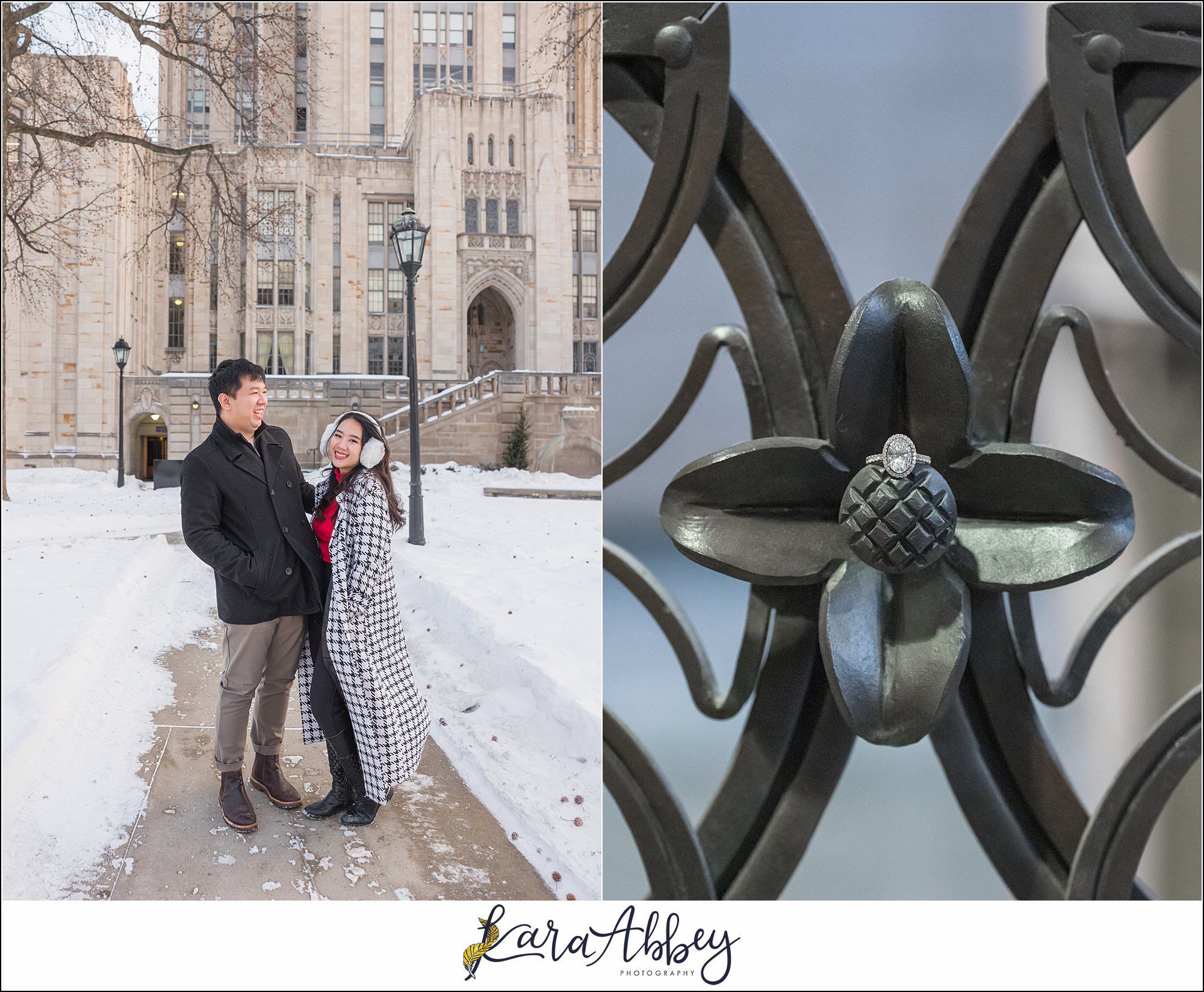 Winter Engagement Session at the Cathedral of Learning in Pittsburgh PA