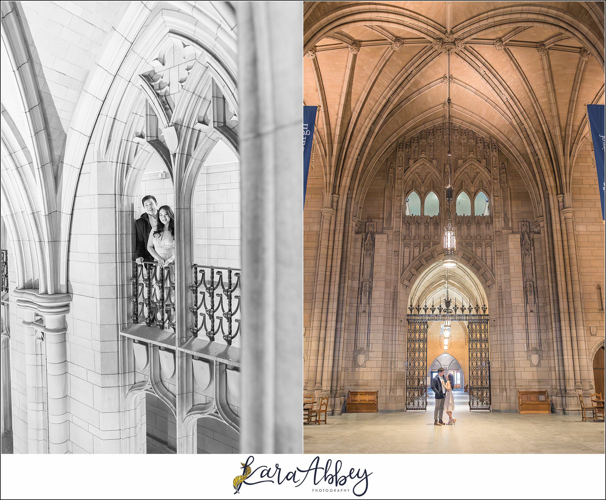 Winter Engagement Session at the Cathedral of Learning in Pittsburgh PA