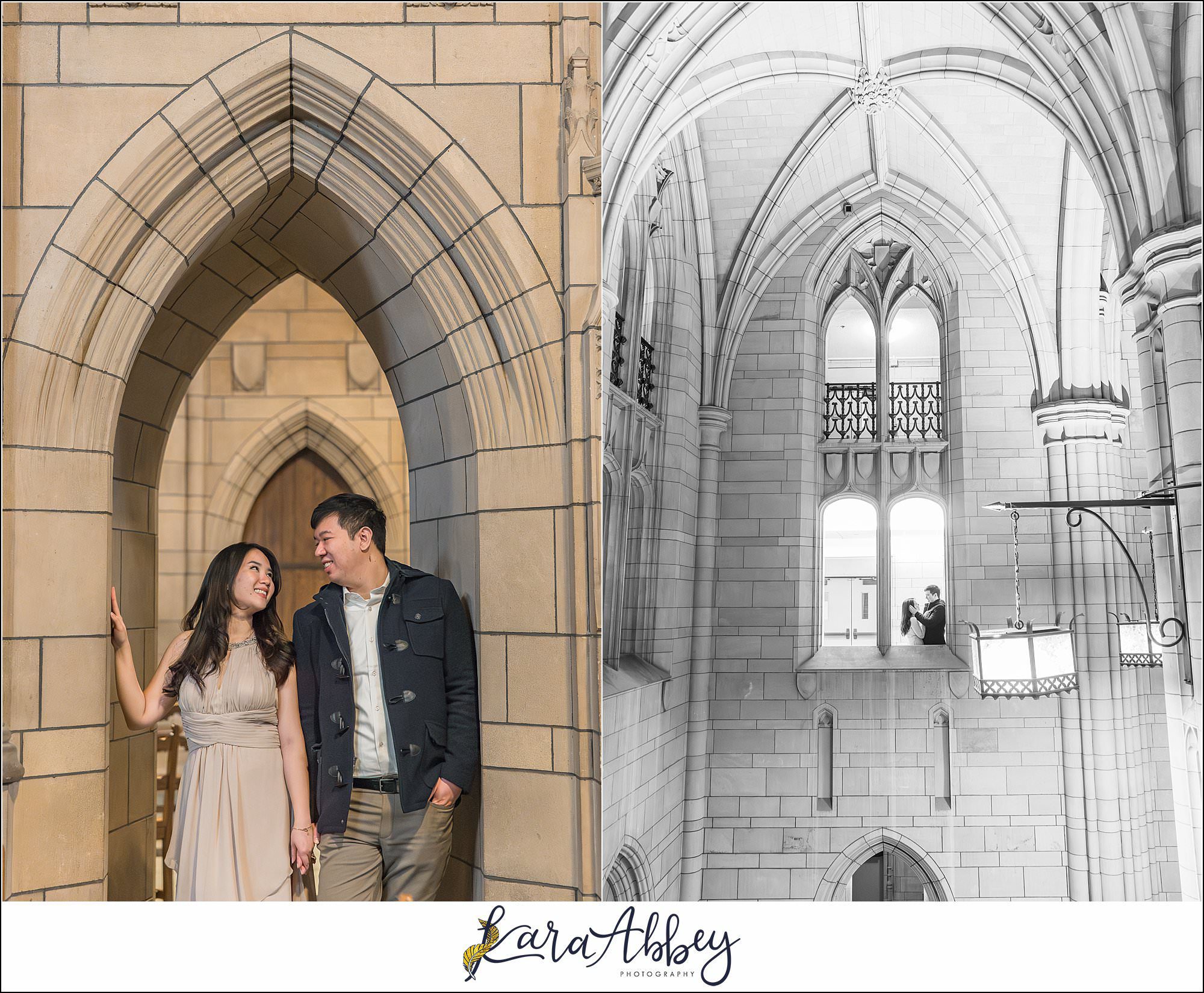 Winter Engagement Session at the Cathedral of Learning in Pittsburgh PA