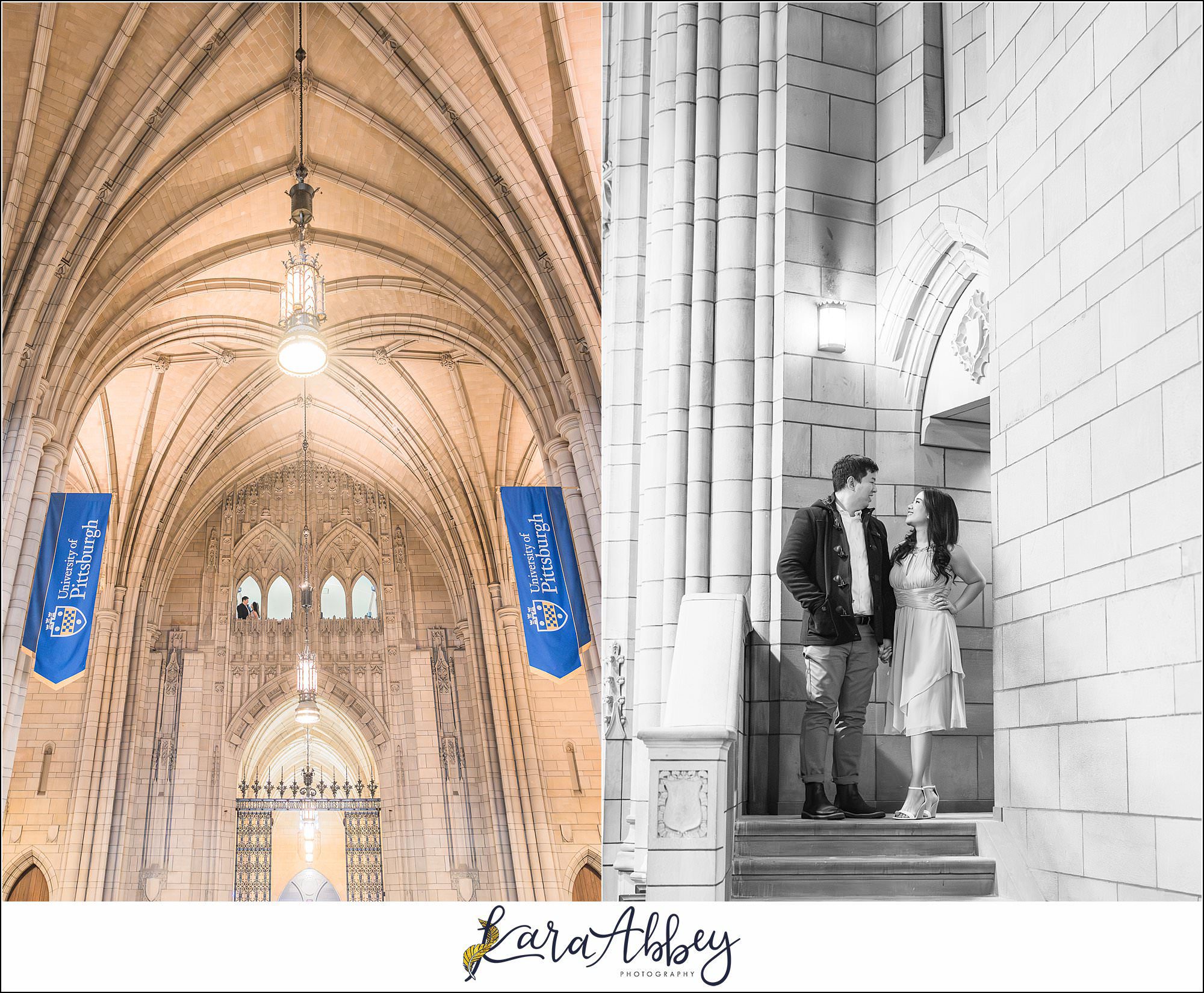 Winter Engagement Session at the Cathedral of Learning in Pittsburgh PA
