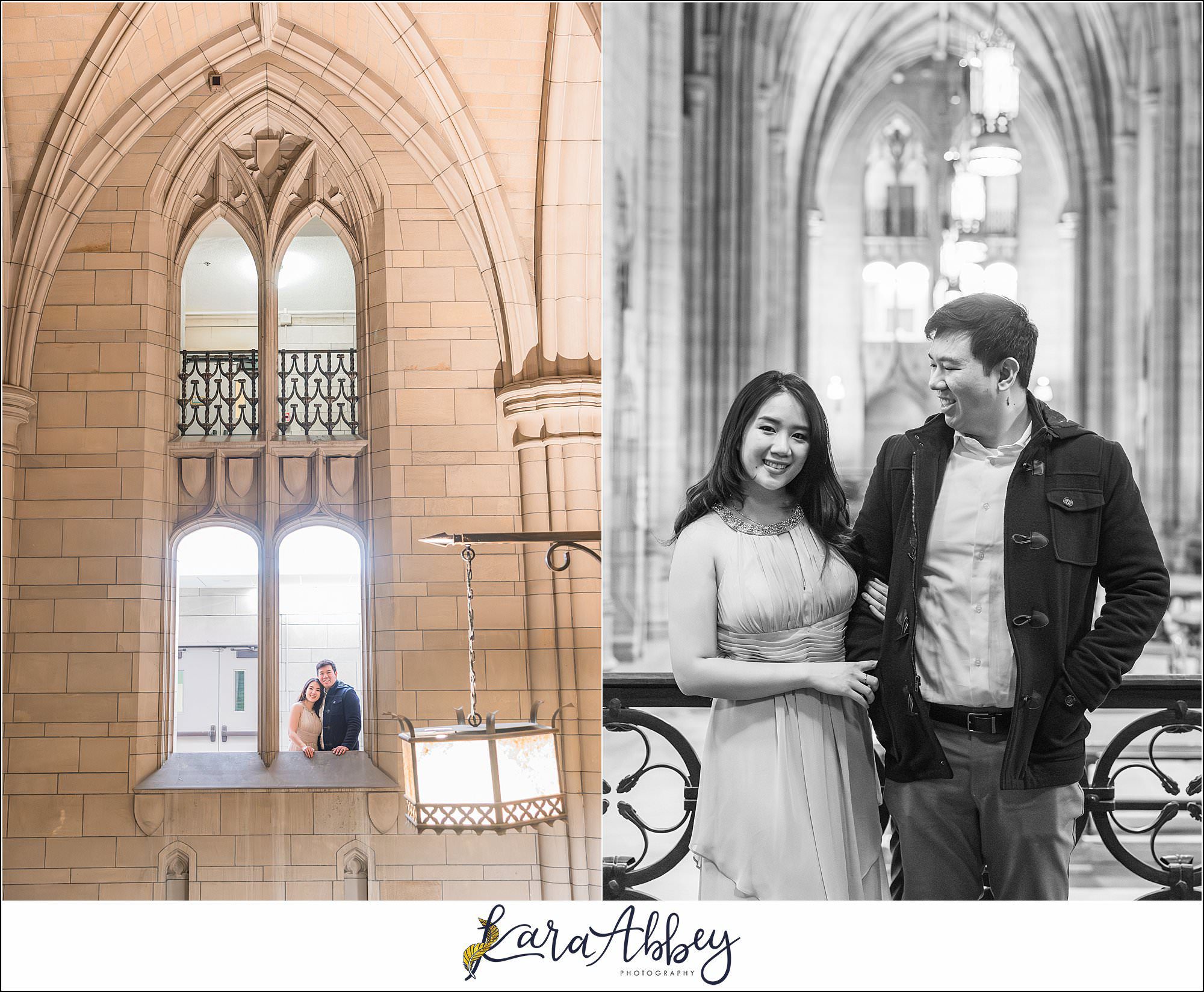 Winter Engagement Session at the Cathedral of Learning in Pittsburgh PA
