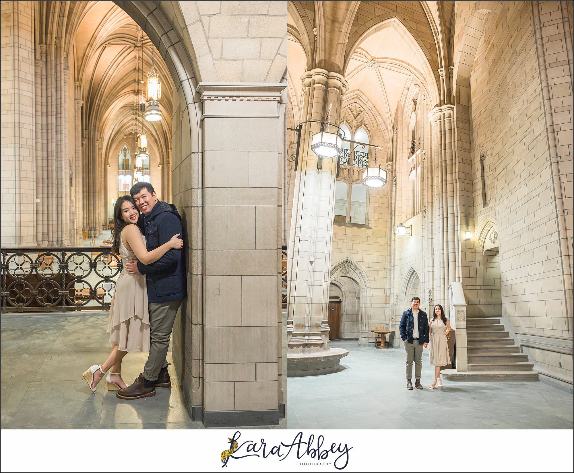 Winter Engagement Session at the Cathedral of Learning in Pittsburgh PA